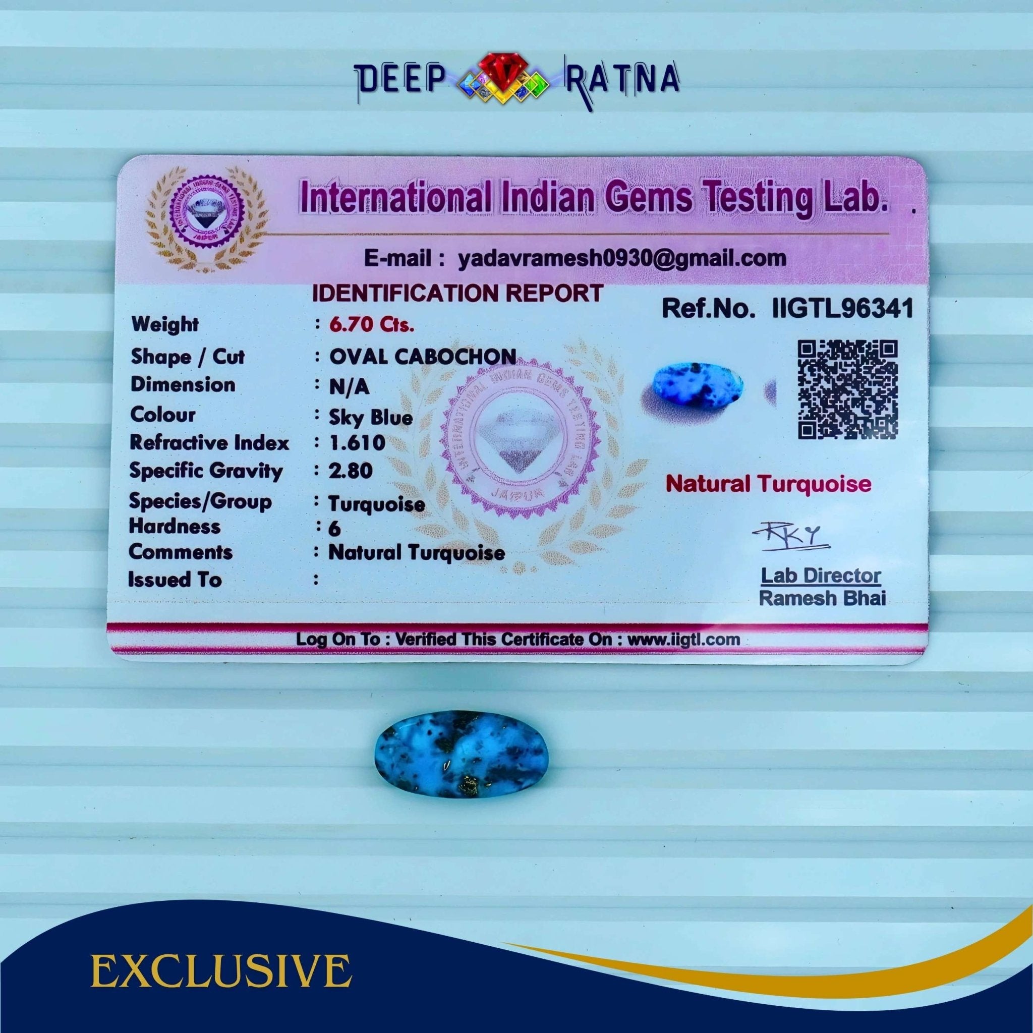 Irani Firoza (Turquoise) 6.70 Carat - Deep Ratna