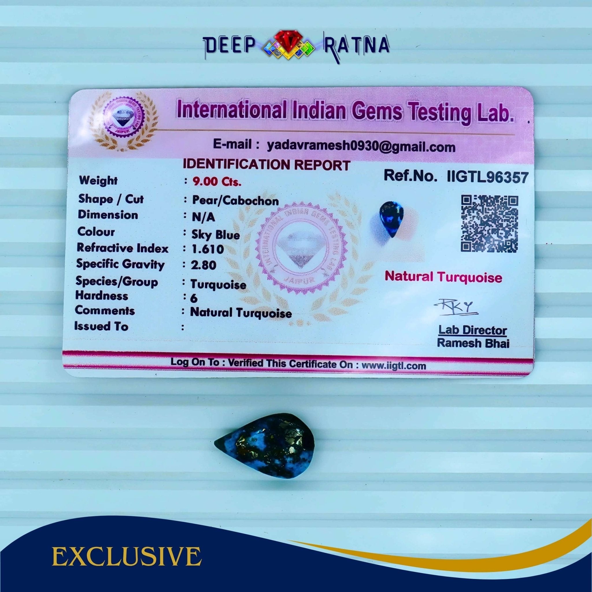 Irani Firoza (Turquoise) 9 Carat - Deep Ratna