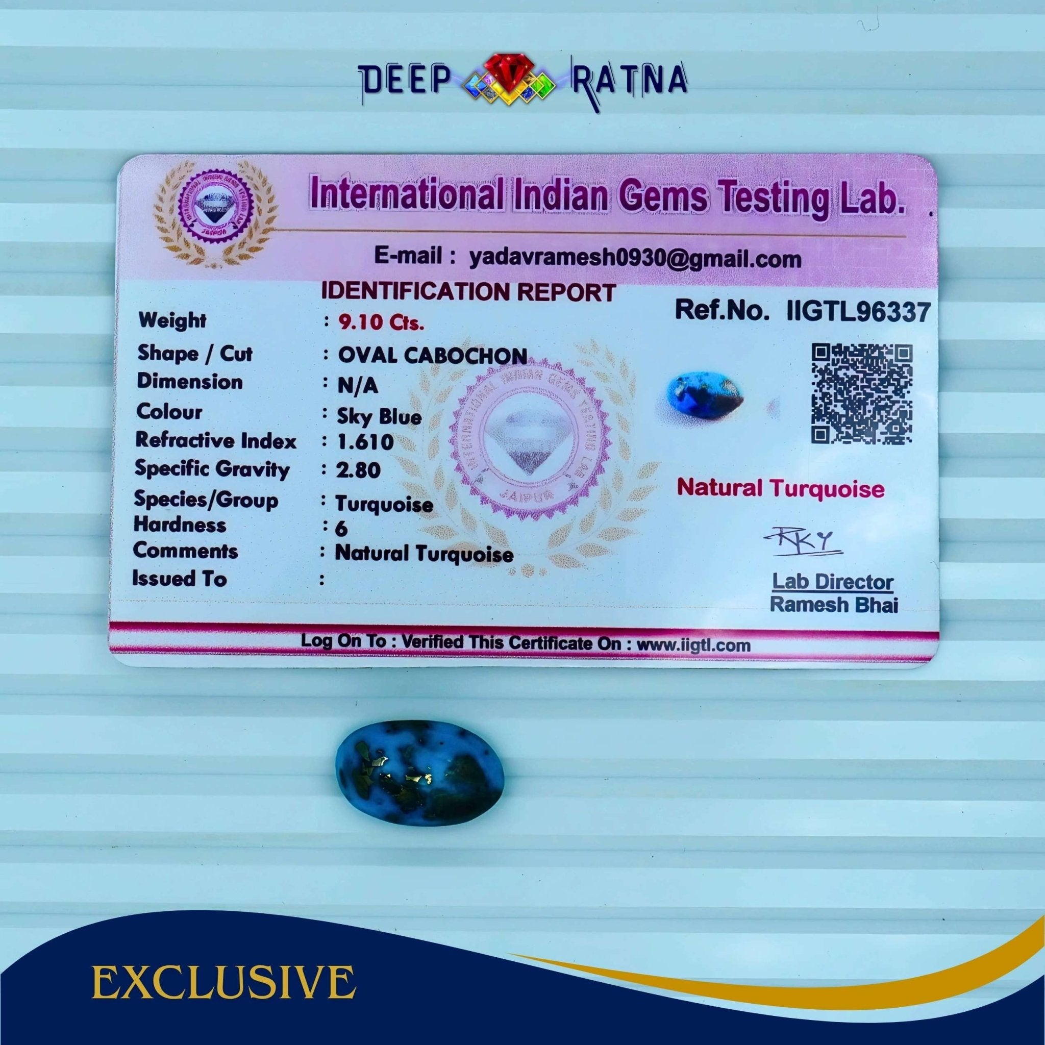 Irani Firoza (Turquoise) 9.10 Carat - Deep Ratna