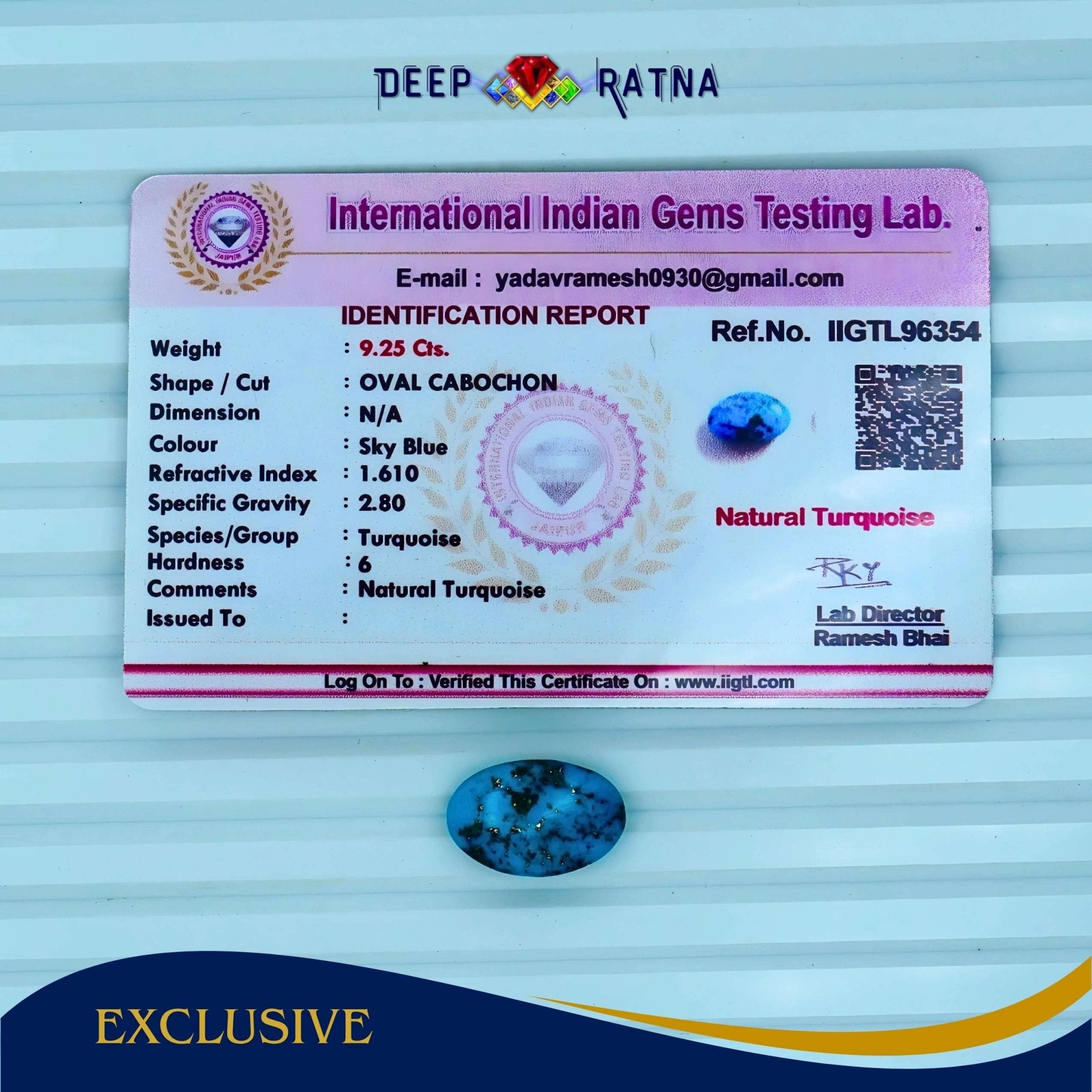 Irani Firoza (Turquoise) 9.25 Carat - Deep Ratna
