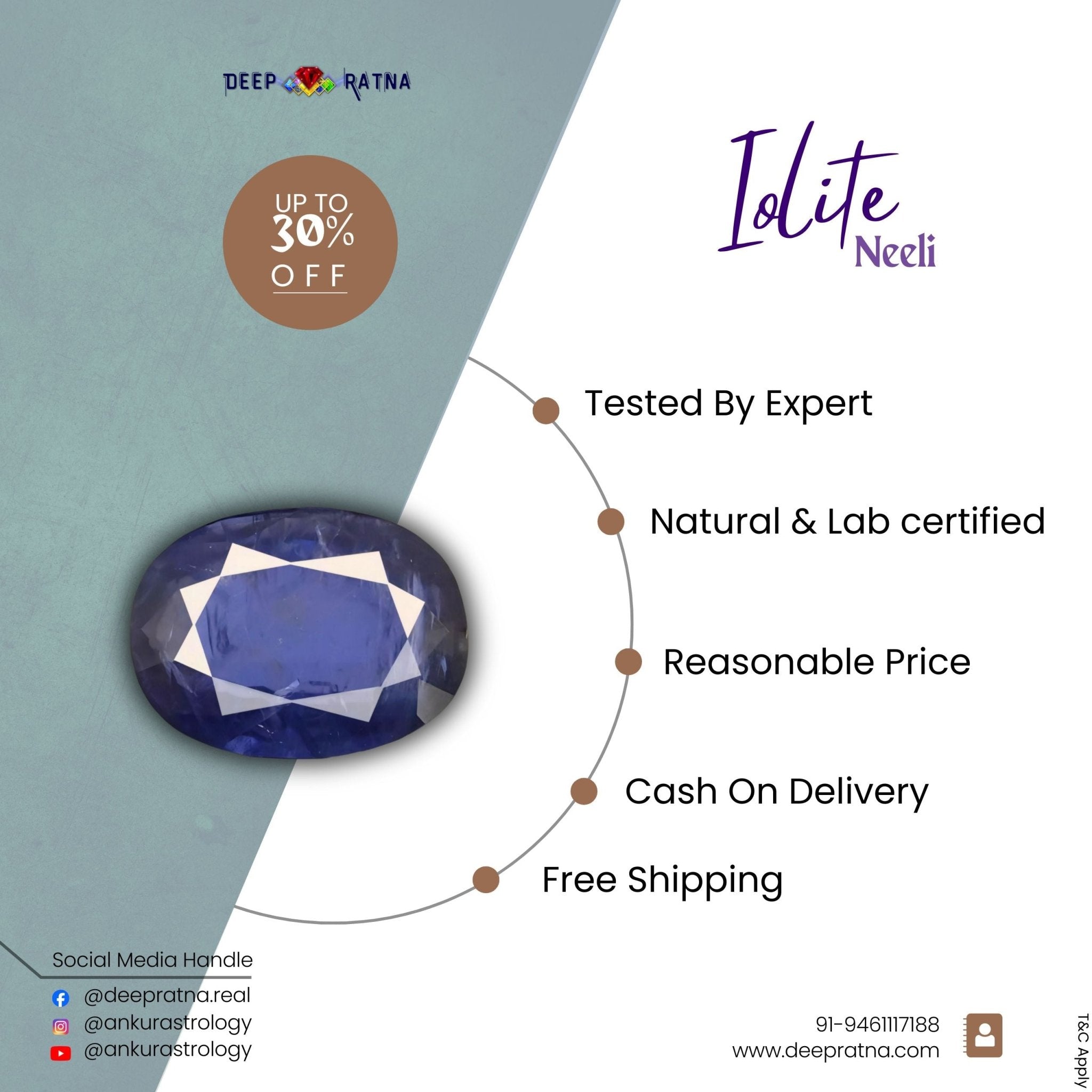 Lolite 7.45 Carat (Africa) - Deep Ratna