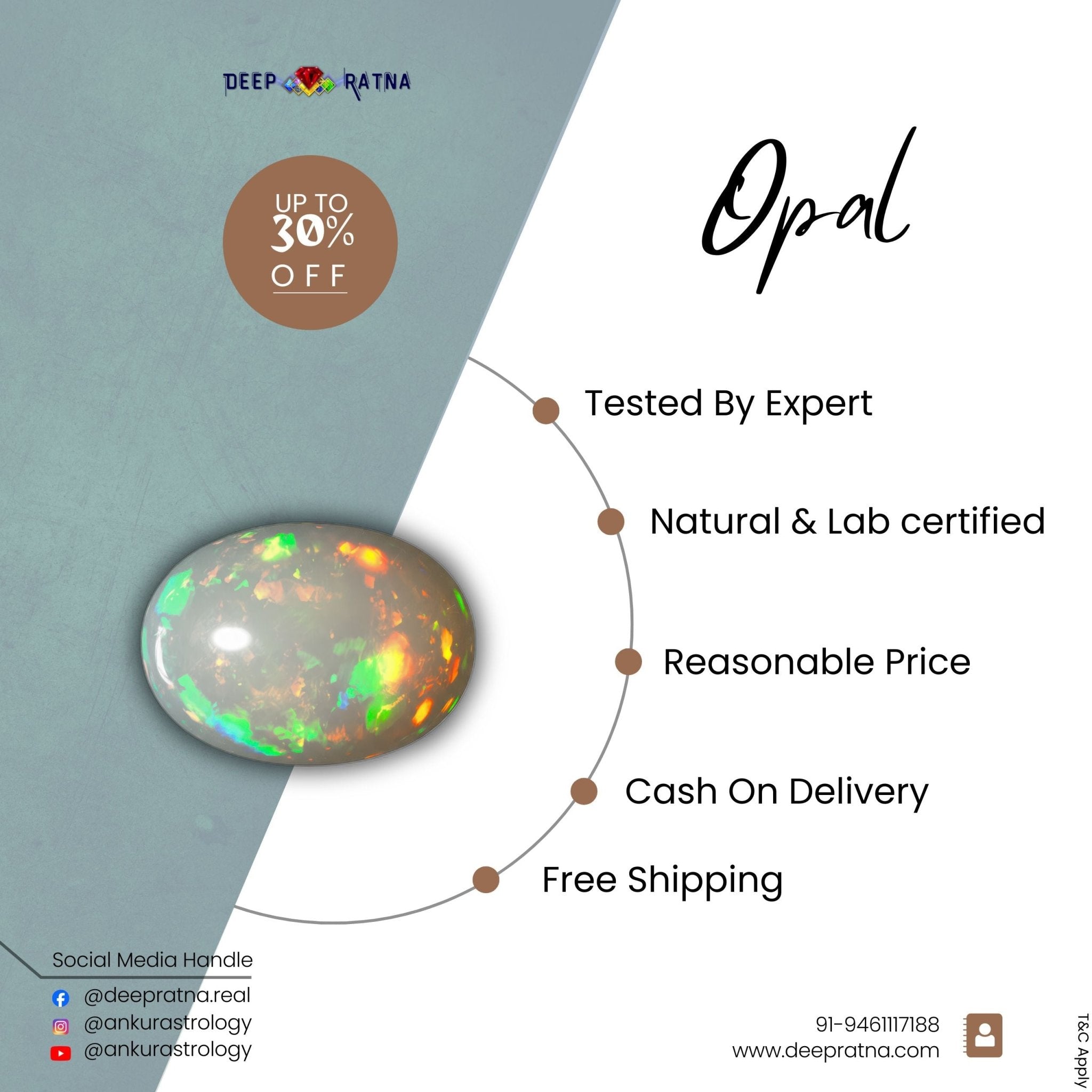 Opal 11.75 Carat Australian (Subtle Opal) - Deep Ratna