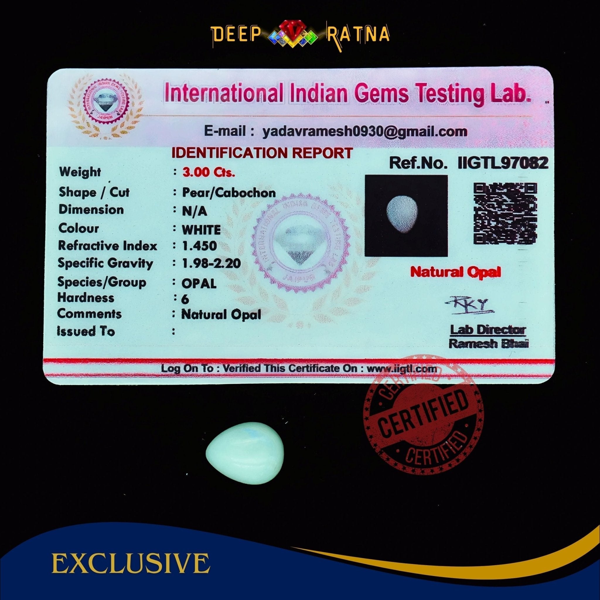 Opal 3 Carat Australian (Subtle Opal) - Deep Ratna