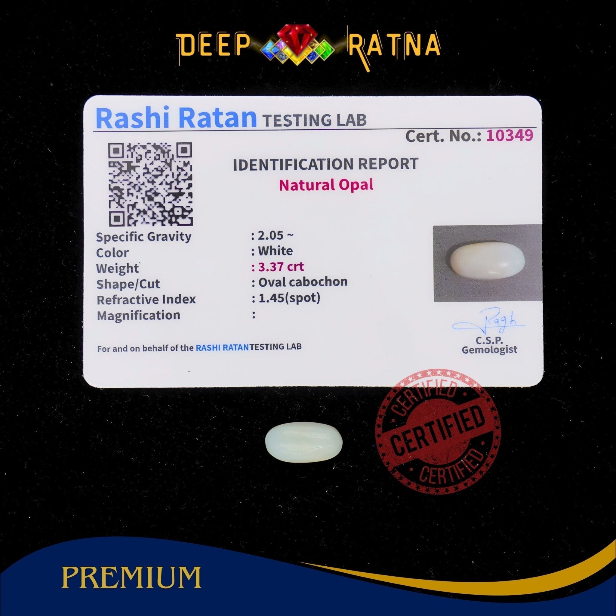 Opal 3.37 Carat Australian (Without Fire) - Deep Ratna