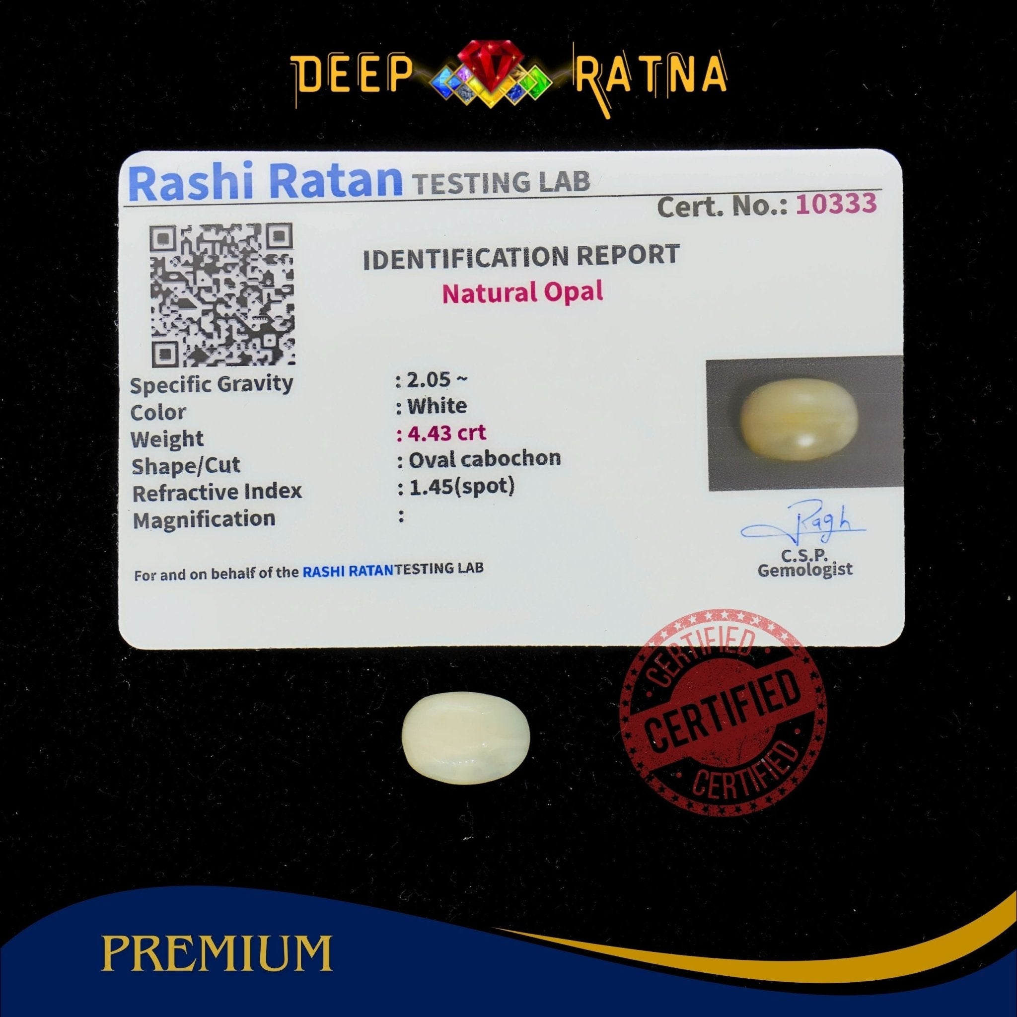 Opal 4.43 Carat Australian (Without Fire) - Deep Ratna