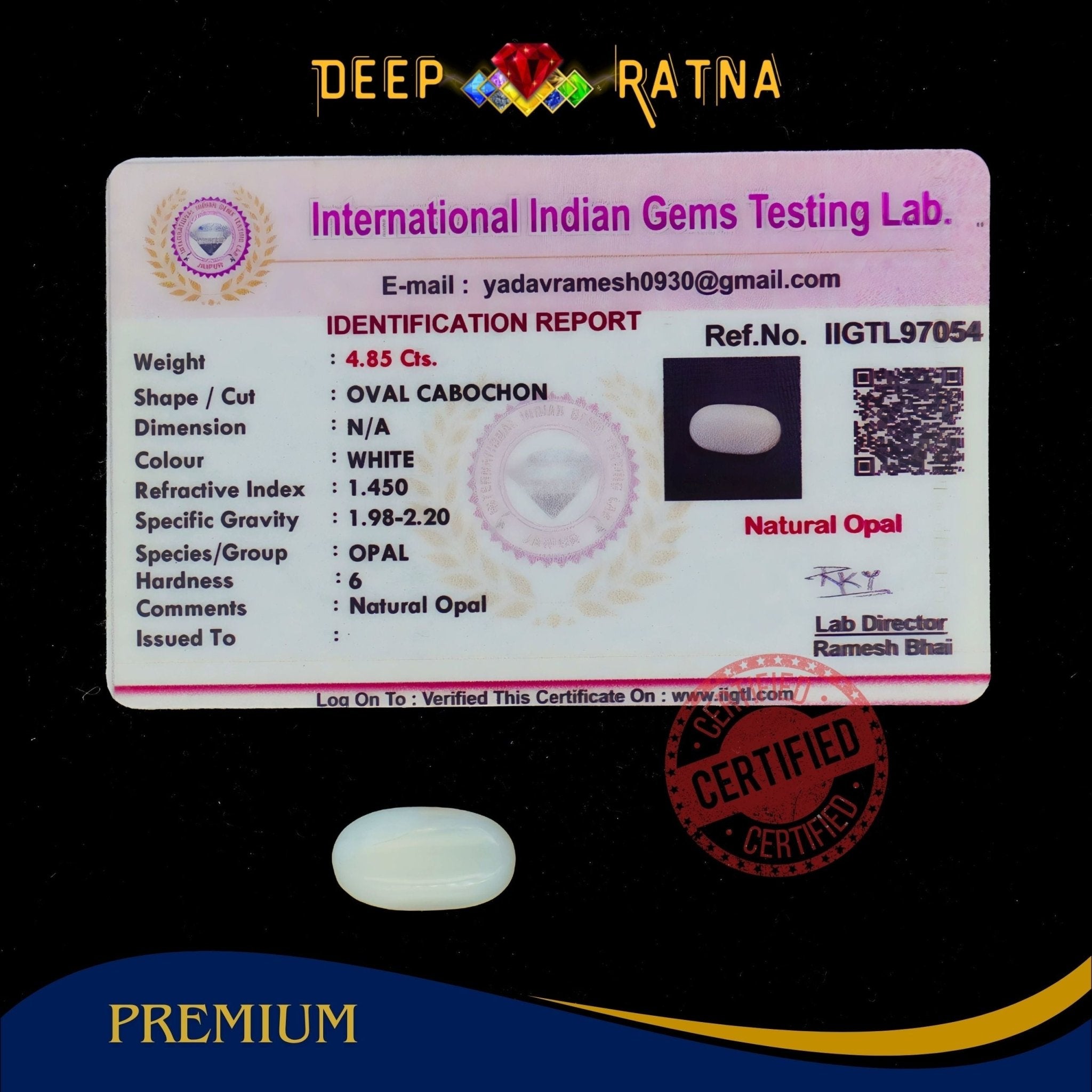 Opal 4.85 Carat Australian (Without Fire) - Deep Ratna
