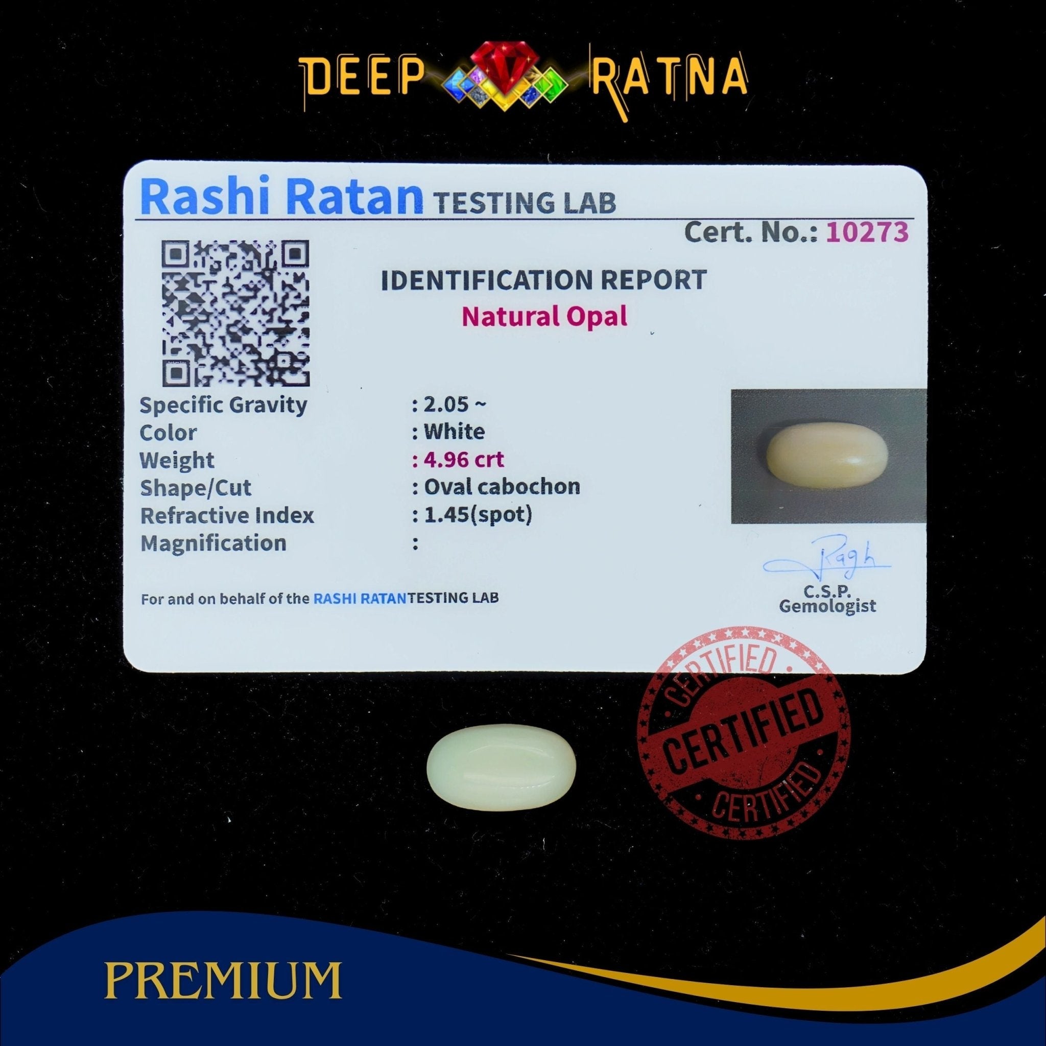 Opal 4.96 Carat Australian (Without Fire) - Deep Ratna