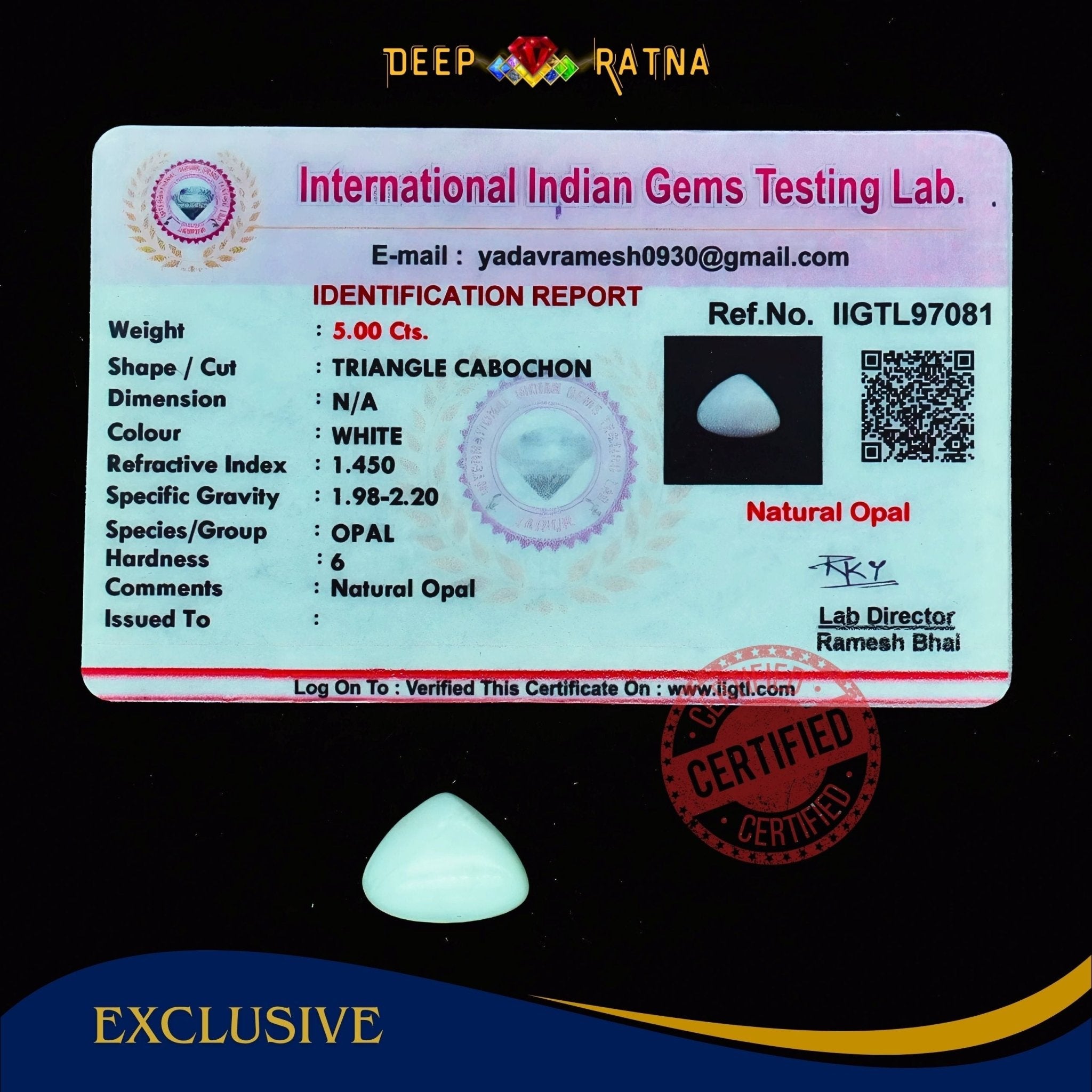 Opal 5 Carat Australian (Subtle Opal) - Deep Ratna