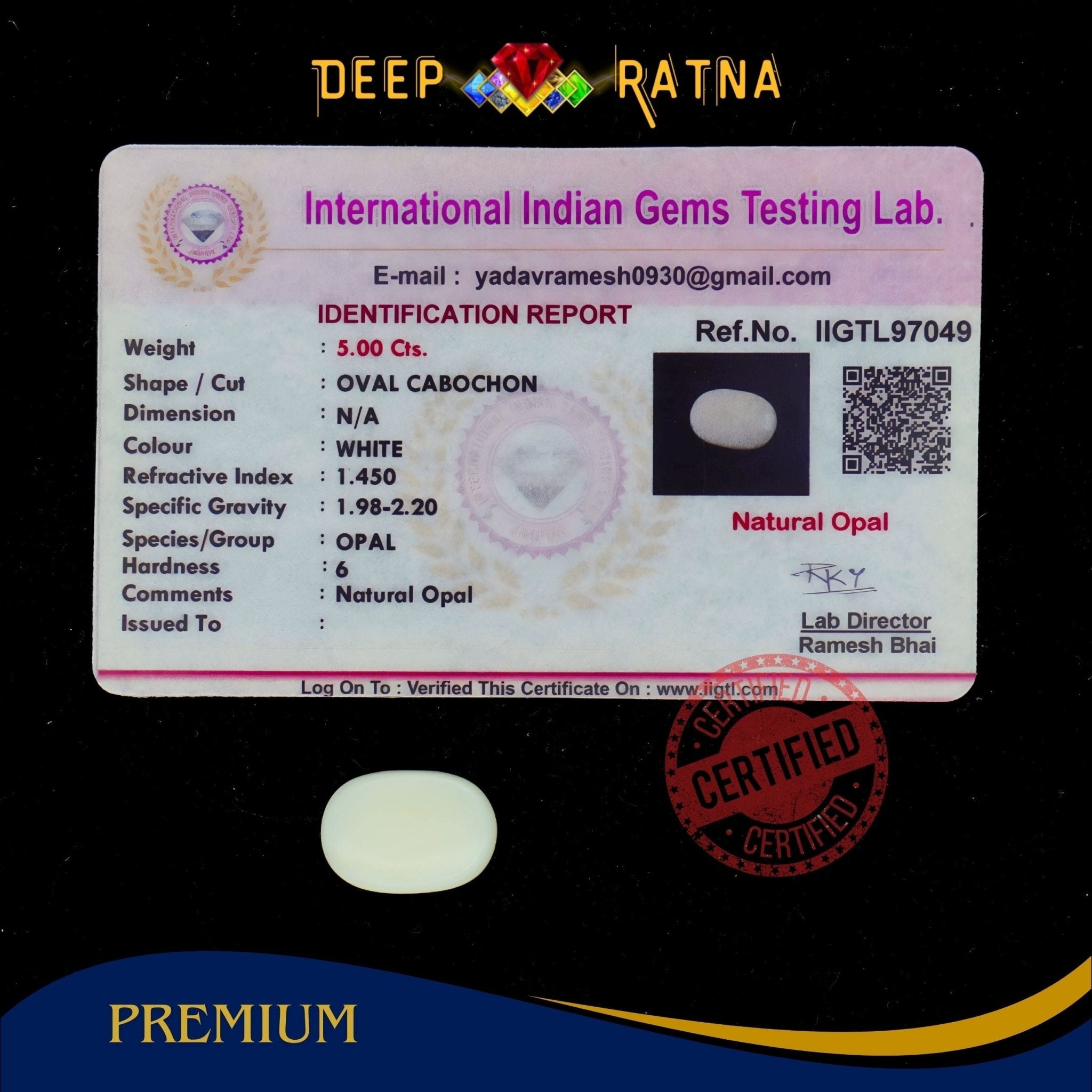 Opal 5 Carat Australian (Without Fire) - Deep Ratna