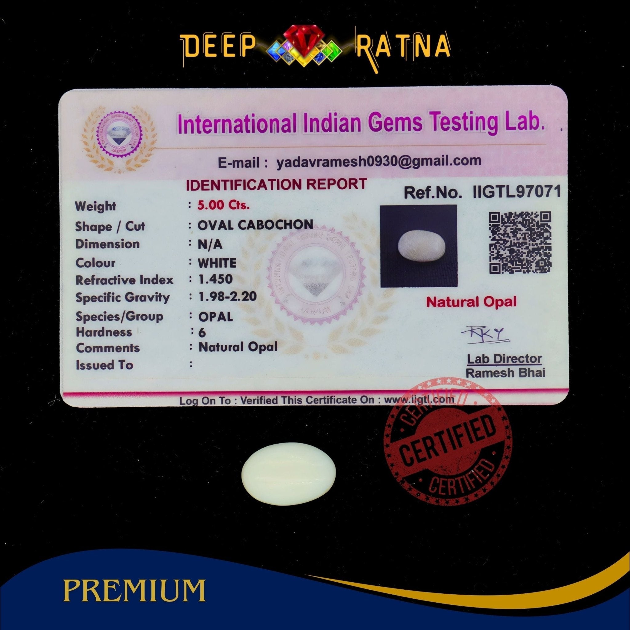 Opal 5 Carat Australian (Without Fire) - Deep Ratna