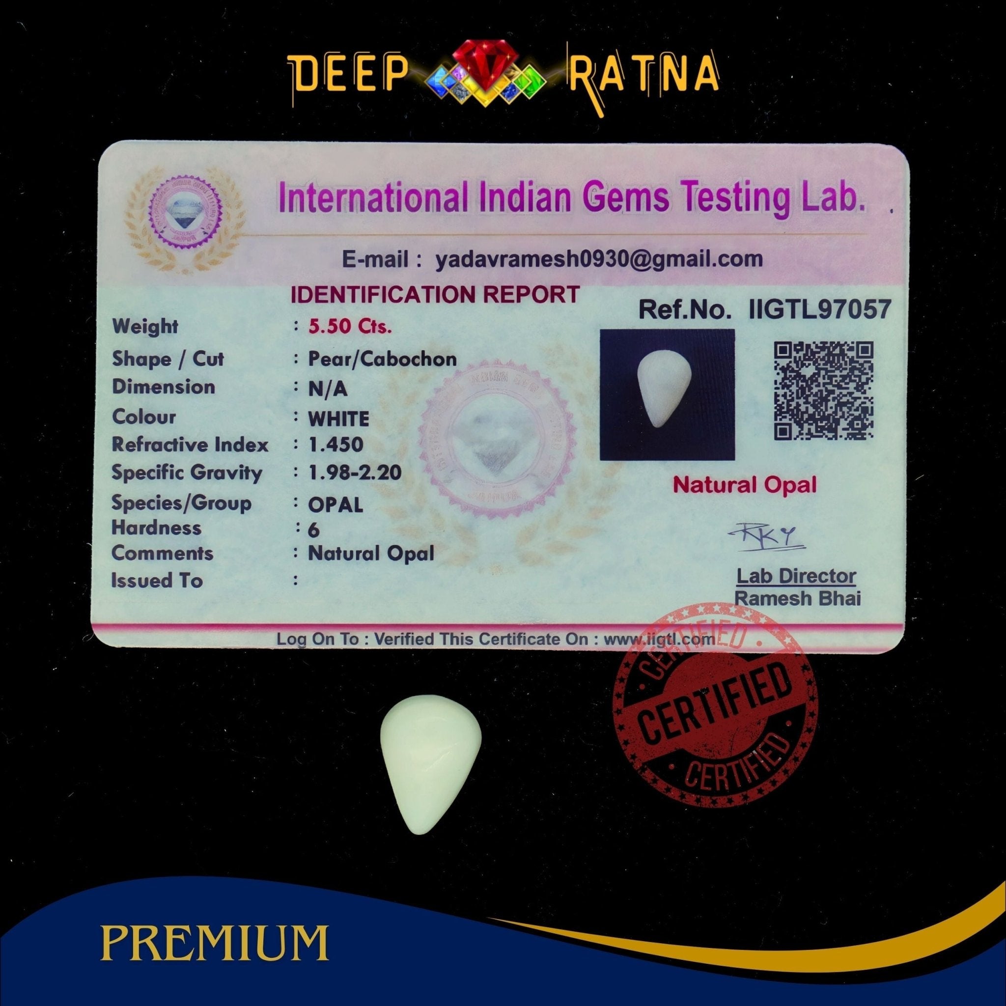 Opal 5.50 Carat Australian (Without Fire) - Deep Ratna