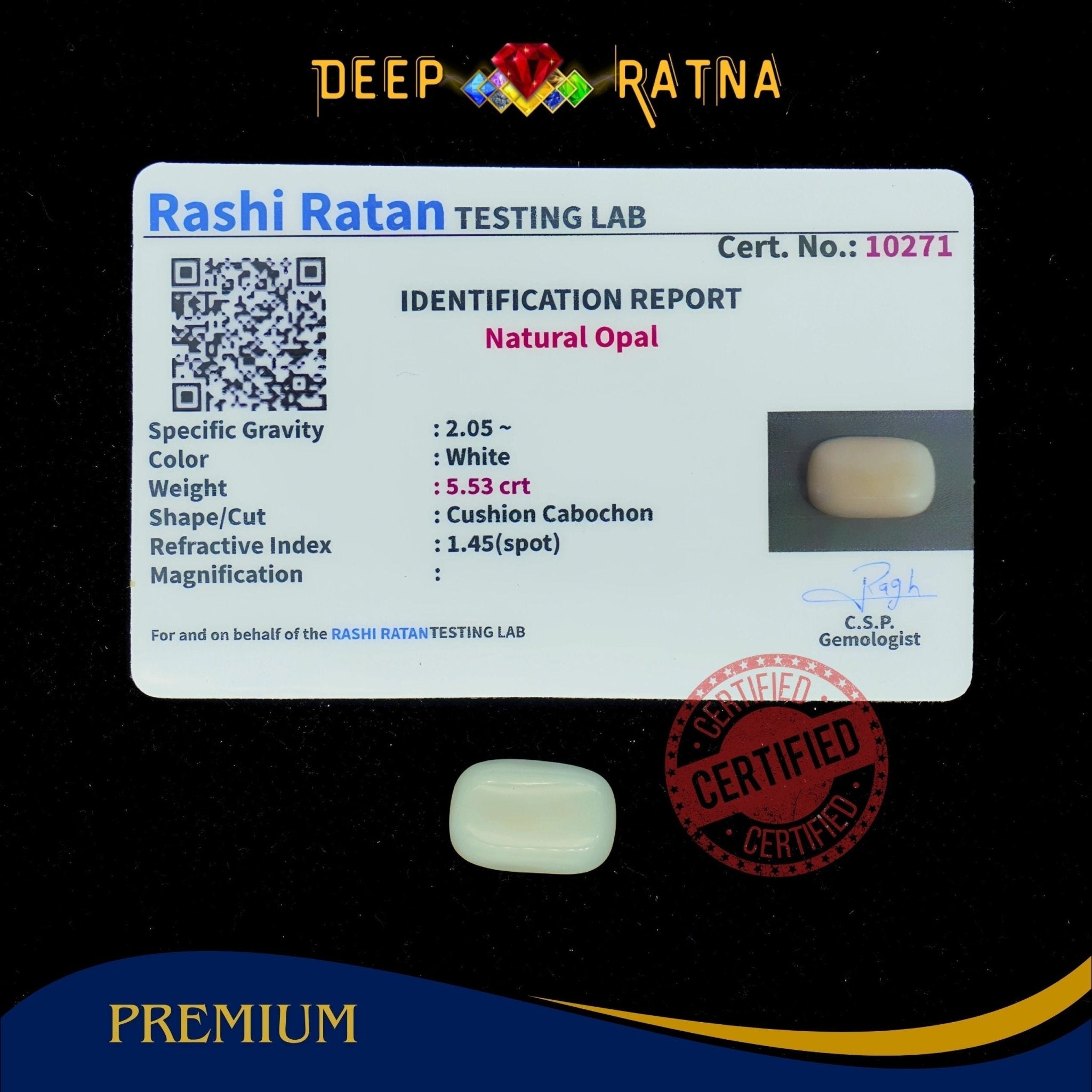 Opal 5.53 Carat Australian (Without Fire) - Deep Ratna