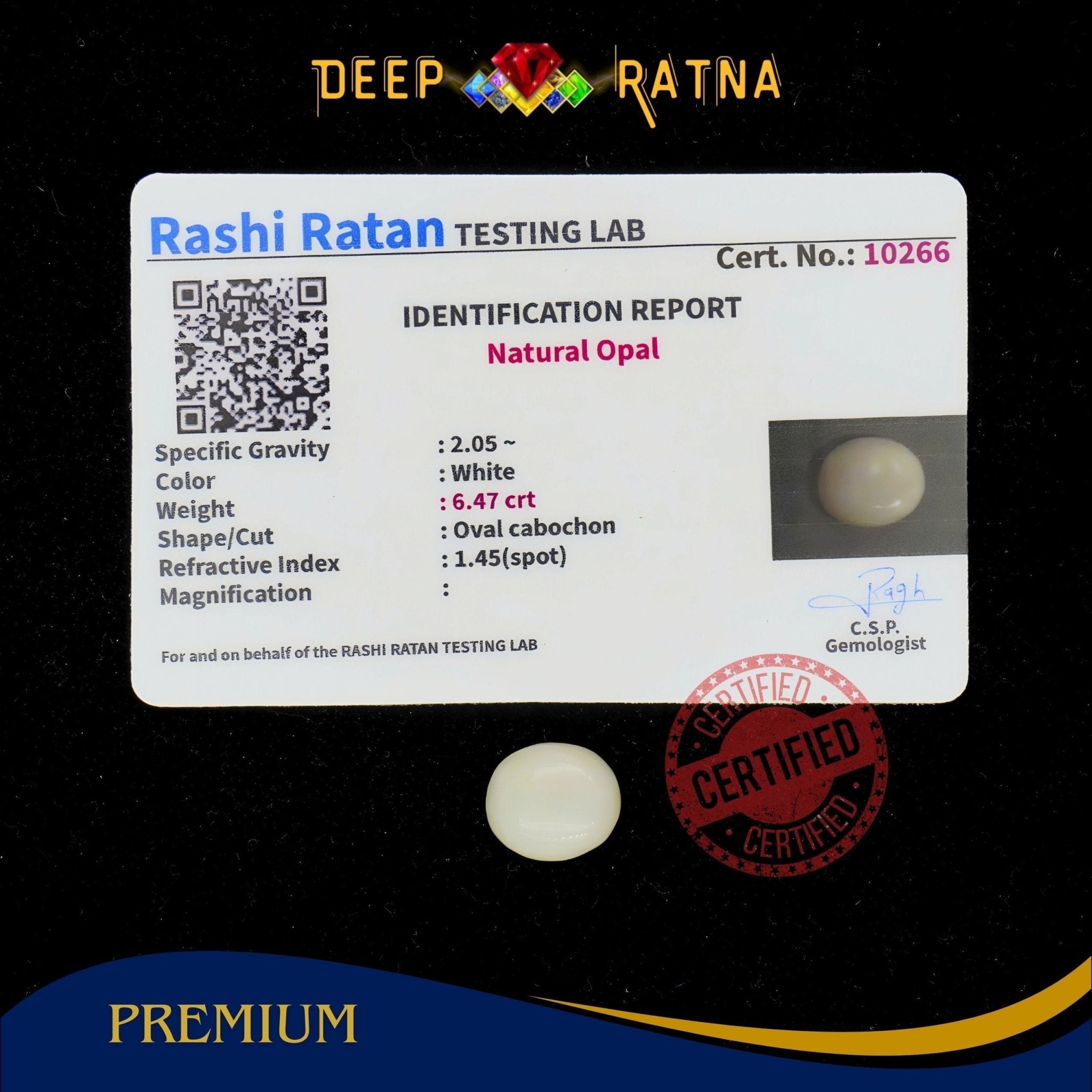Opal 6.47 Carat Australian (Without Fire) - Deep Ratna