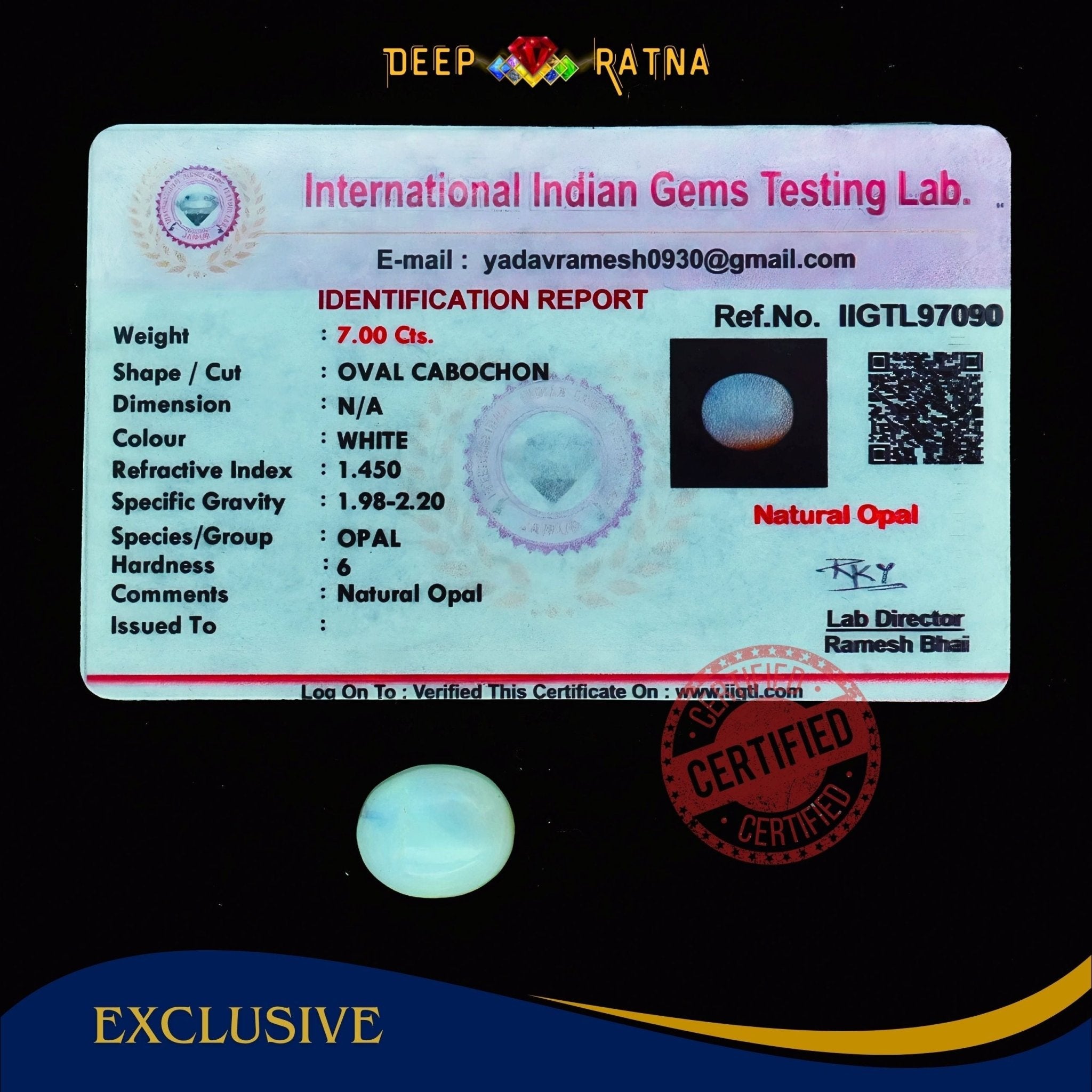 Opal 7 Carat Australian (Subtle Opal) - Deep Ratna