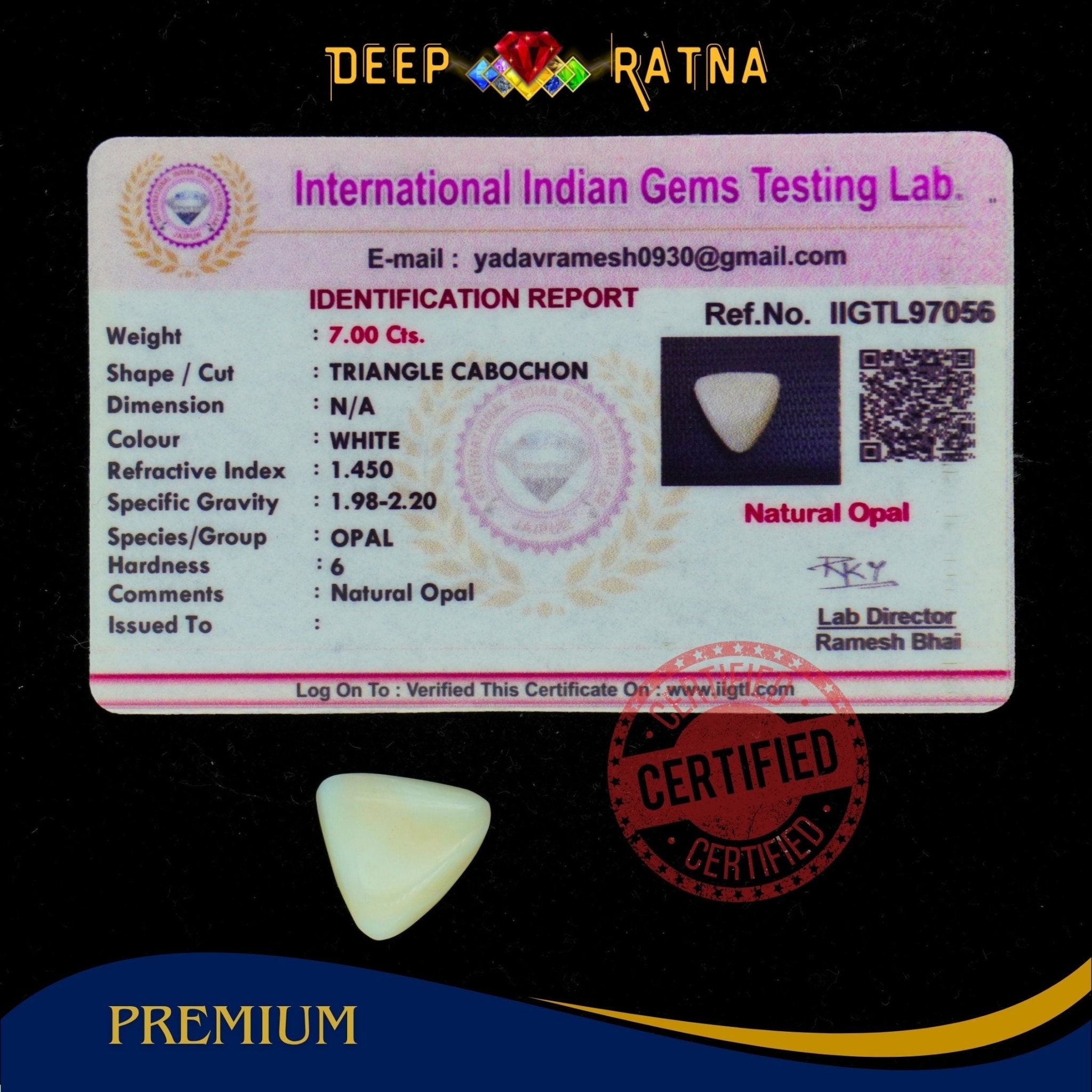 Opal 7 Carat Australian (Without Fire) - Deep Ratna