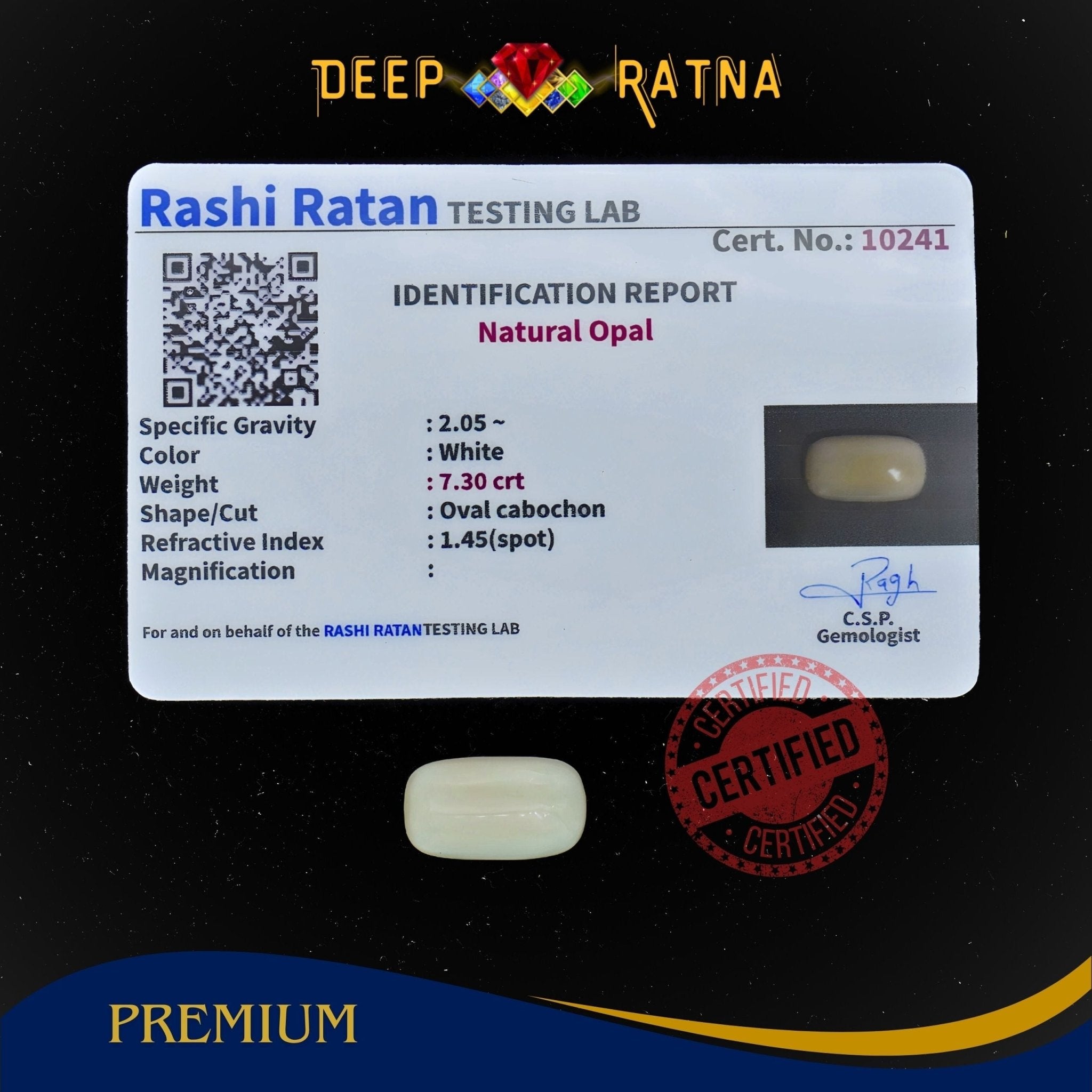 Opal 7.30 Carat Australian (Without Fire) - Deep Ratna