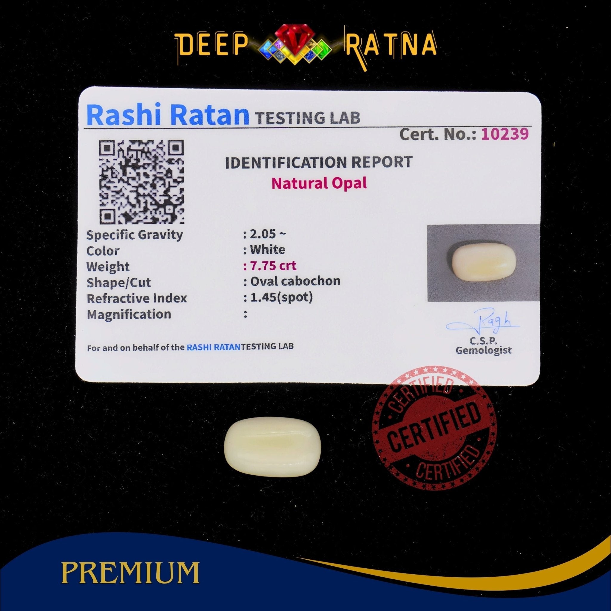 Opal 7.75 Carat Australian (Without Fire) - Deep Ratna