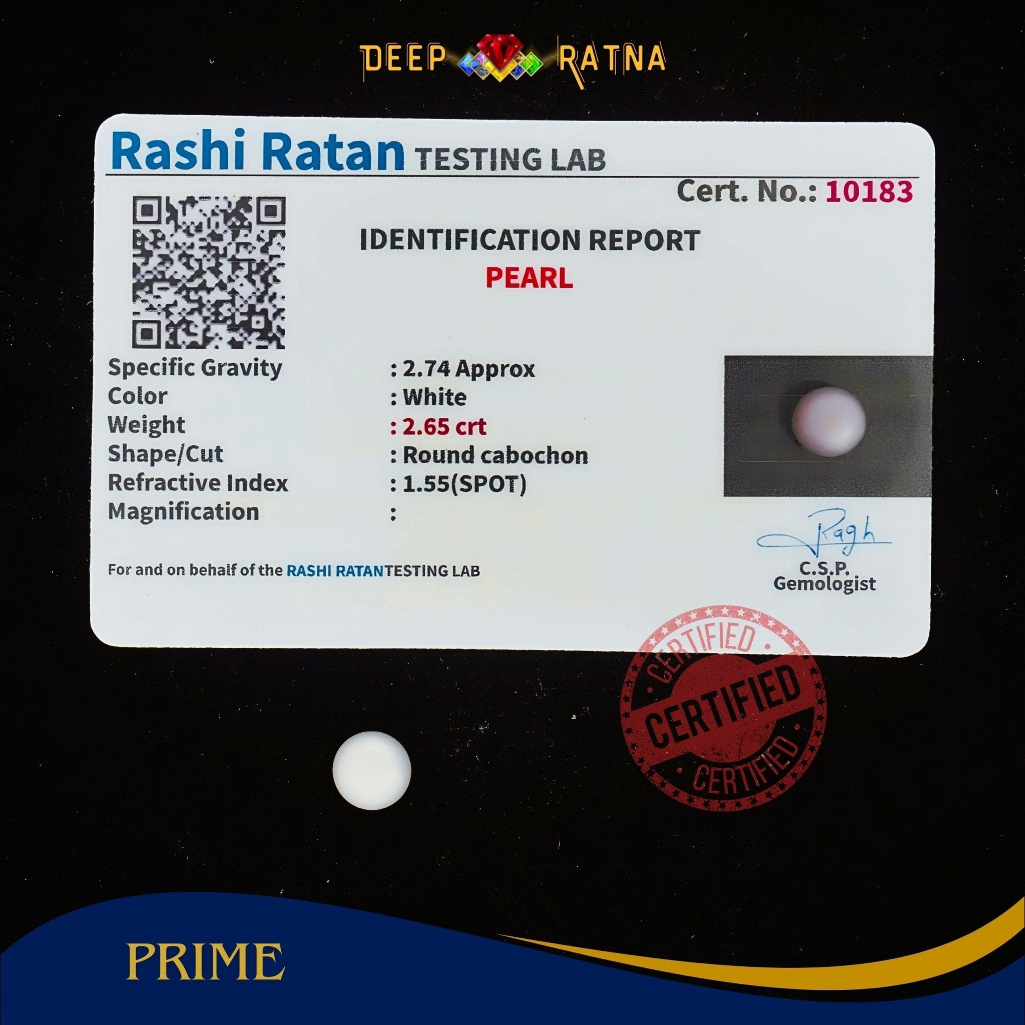 Pearl 2.65 Carat (Fresh water) - Deep Ratna