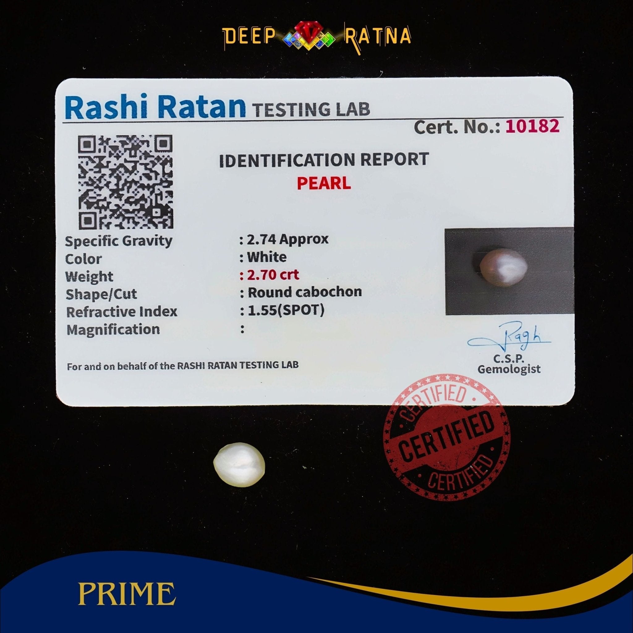 Pearl 2.70 Carat (Fresh water) - Deep Ratna