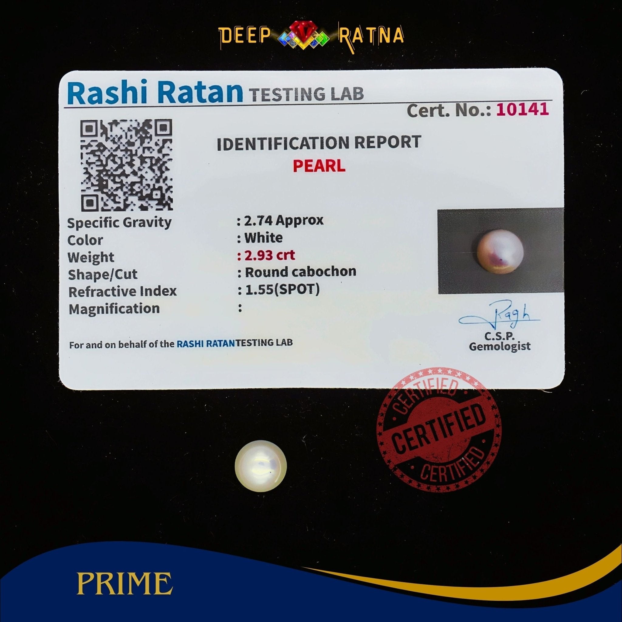 Pearl 2.93 Carat (Fresh water) - Deep Ratna