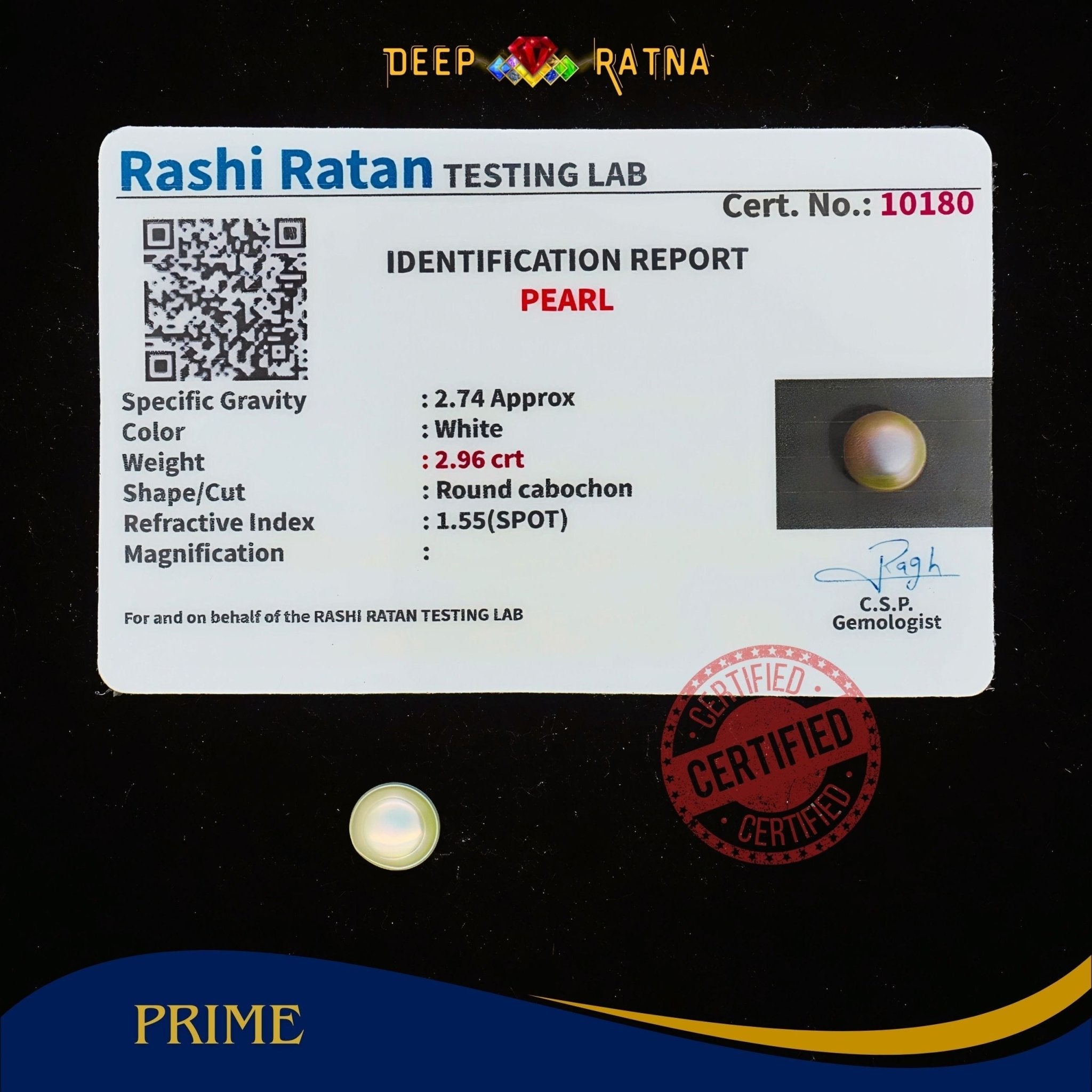Pearl 2.96 Carat (Fresh water) - Deep Ratna