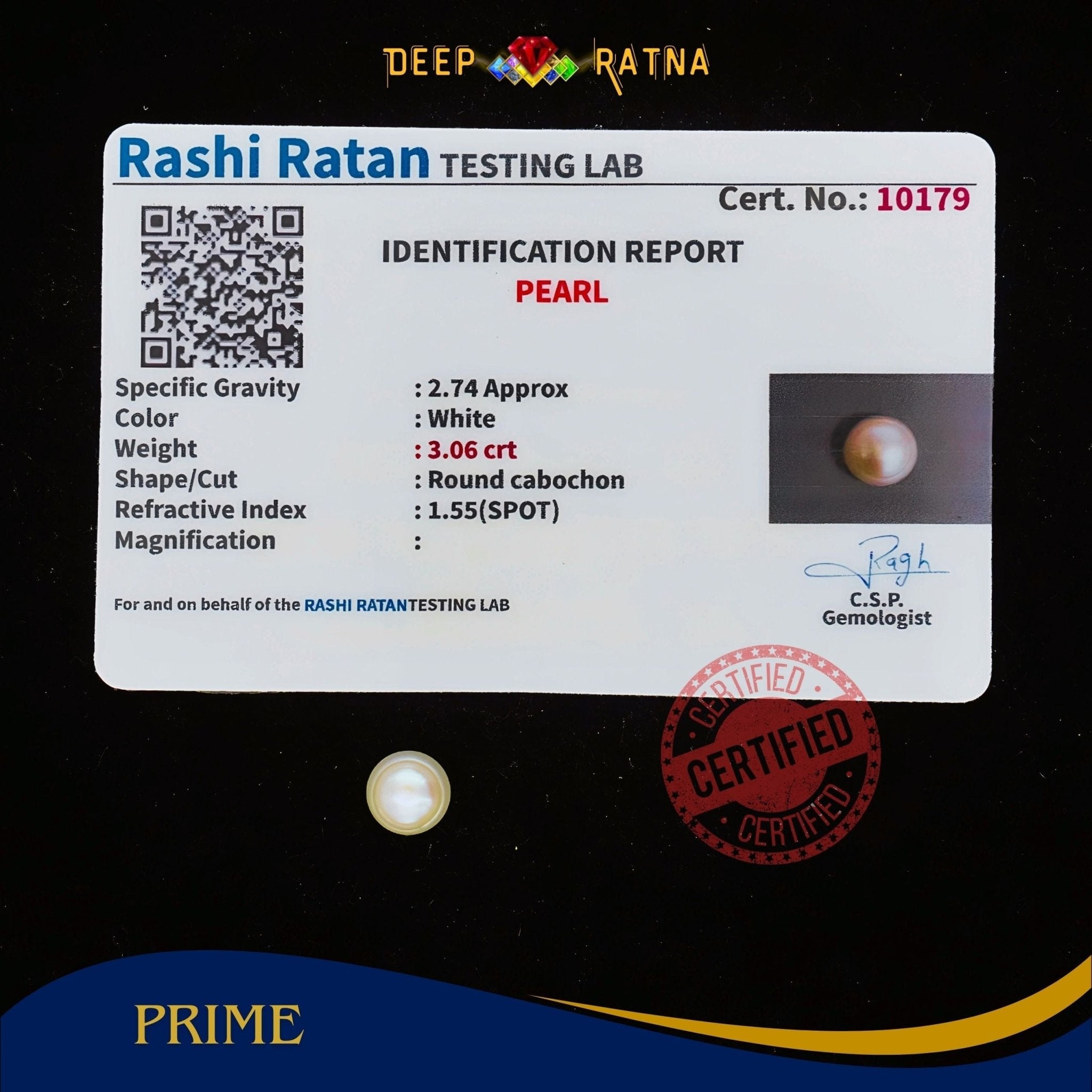 Pearl 3.06 Carat (Fresh water) - Deep Ratna