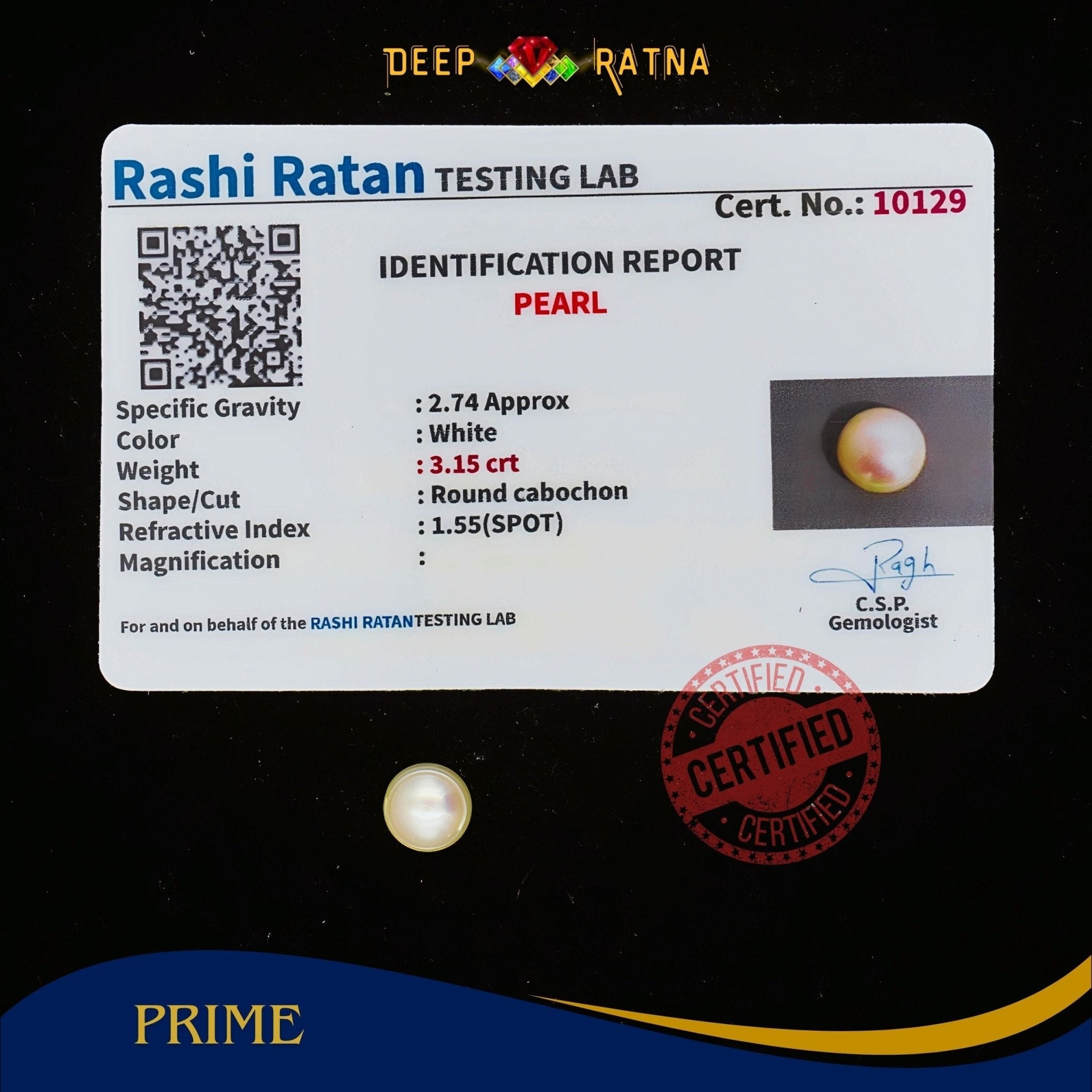 Pearl 3.15 Carat (Fresh water) - Deep Ratna