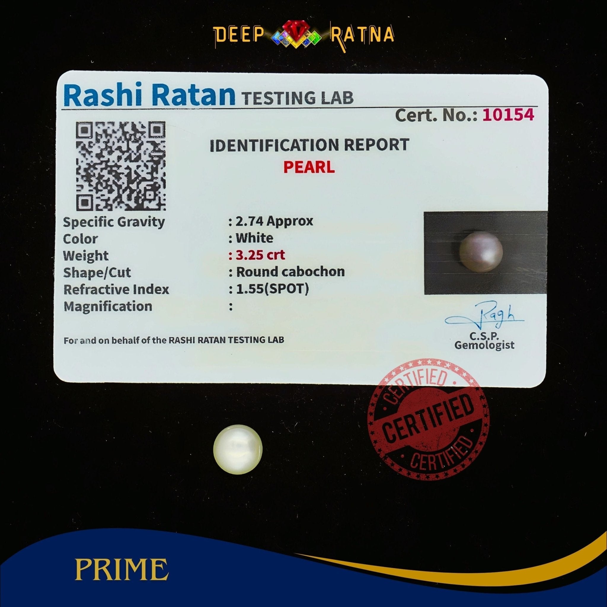 Pearl 3.25 Carat (Fresh water) - Deep Ratna