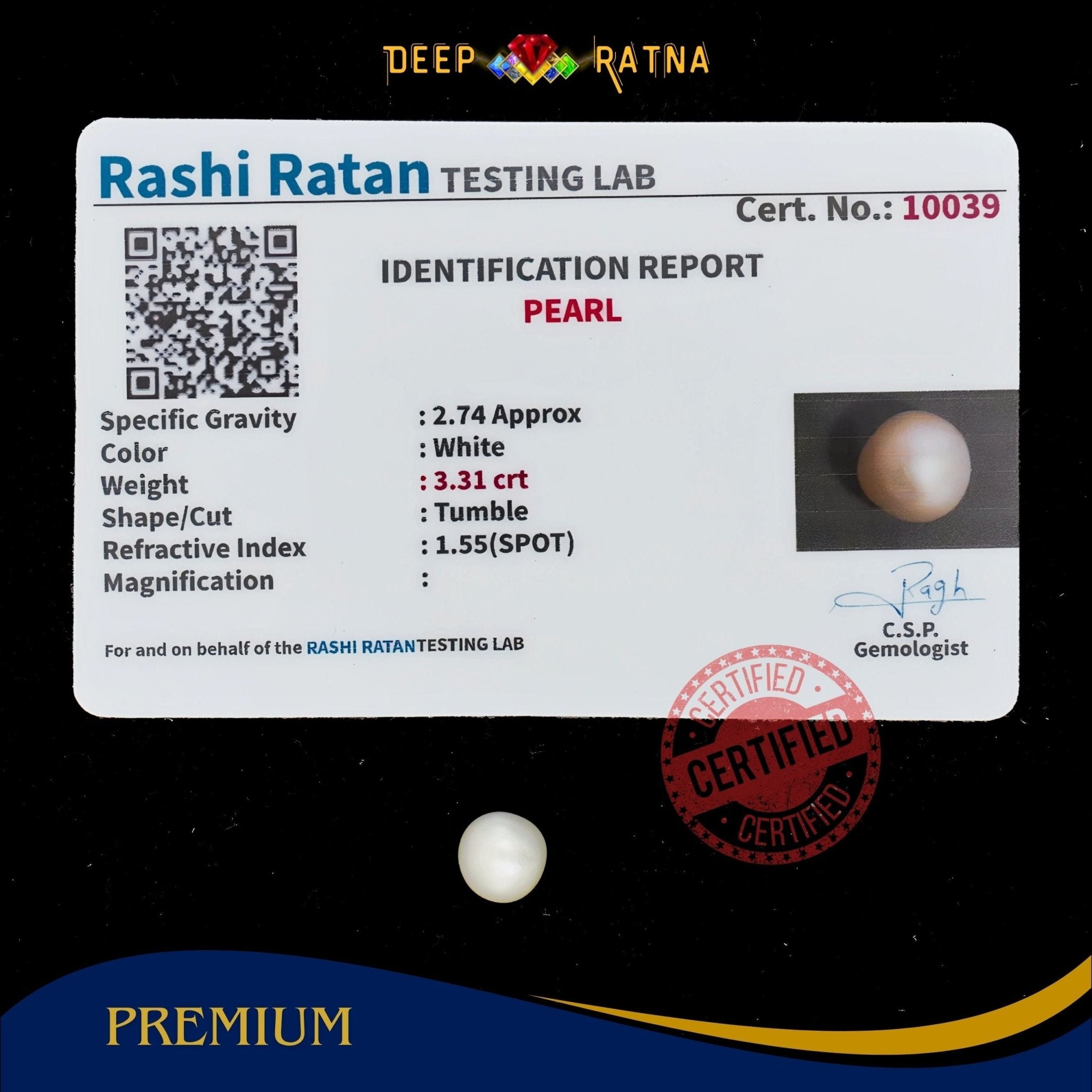 Pearl 3.31 Carat (Keshi) - Deep Ratna