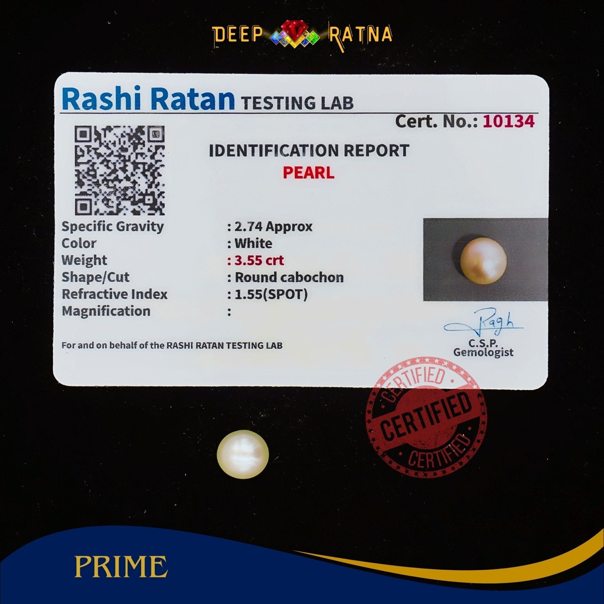 Pearl 3.55 Carat (Fresh water) - Deep Ratna