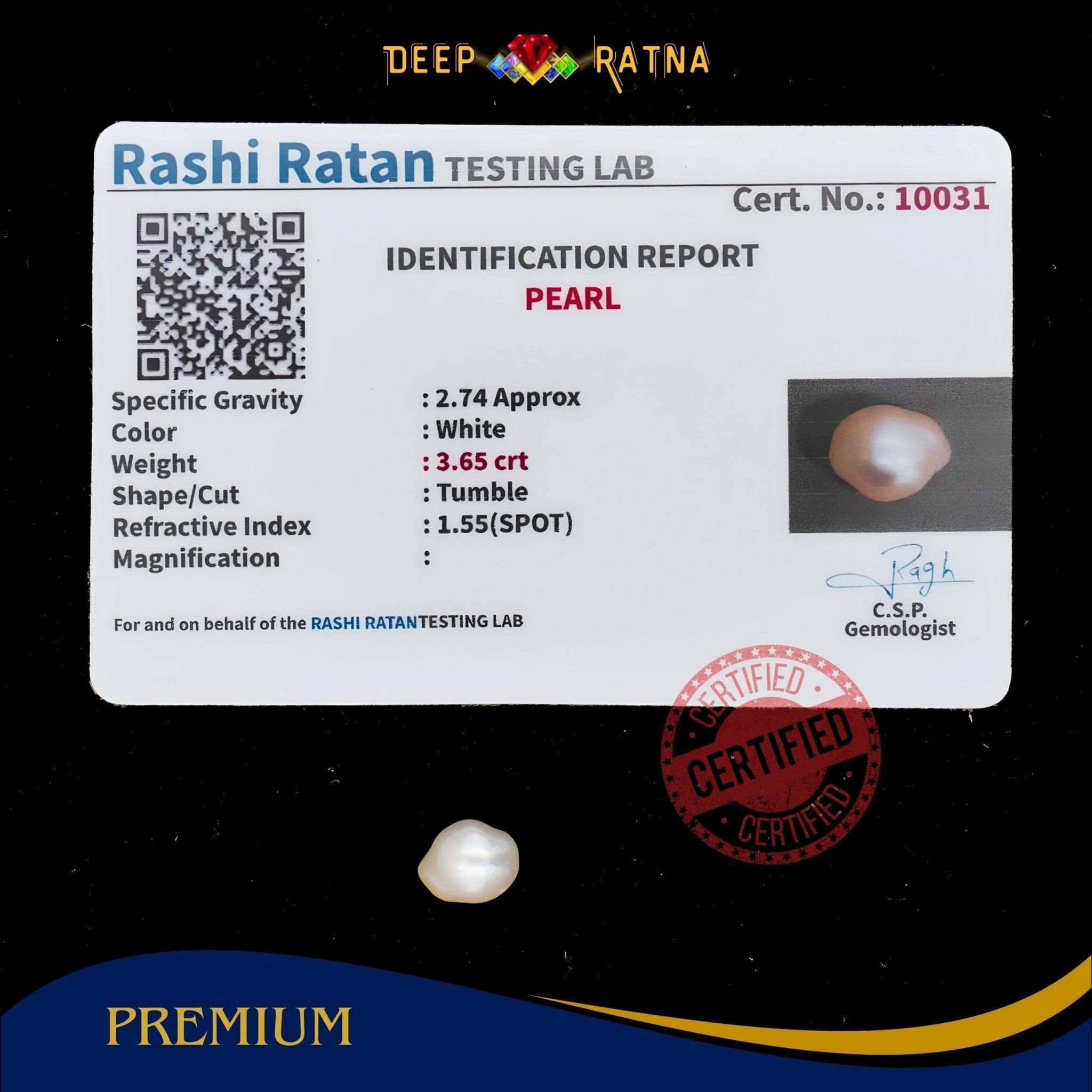 Pearl 3.65 Carat (Keshi) - Deep Ratna