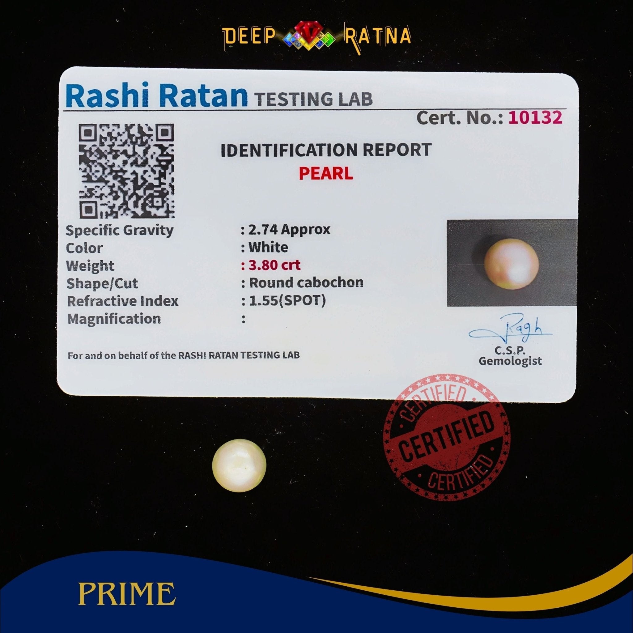 Pearl 3.80 Carat (Fresh water) - Deep Ratna