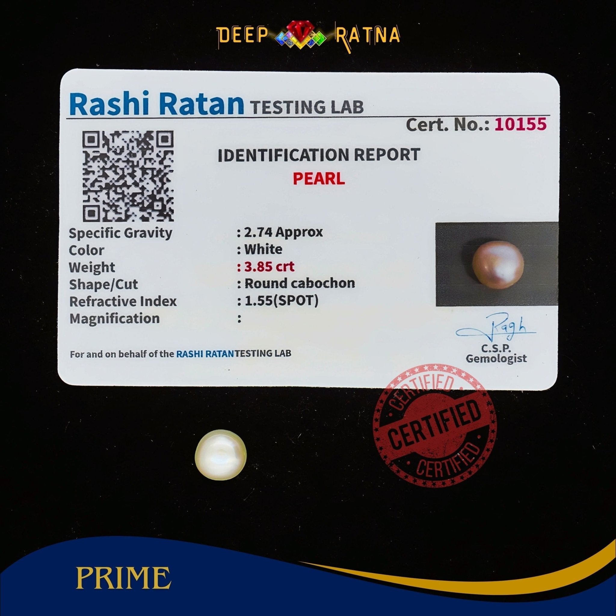 Pearl 3.85 Carat (Fresh water) - Deep Ratna