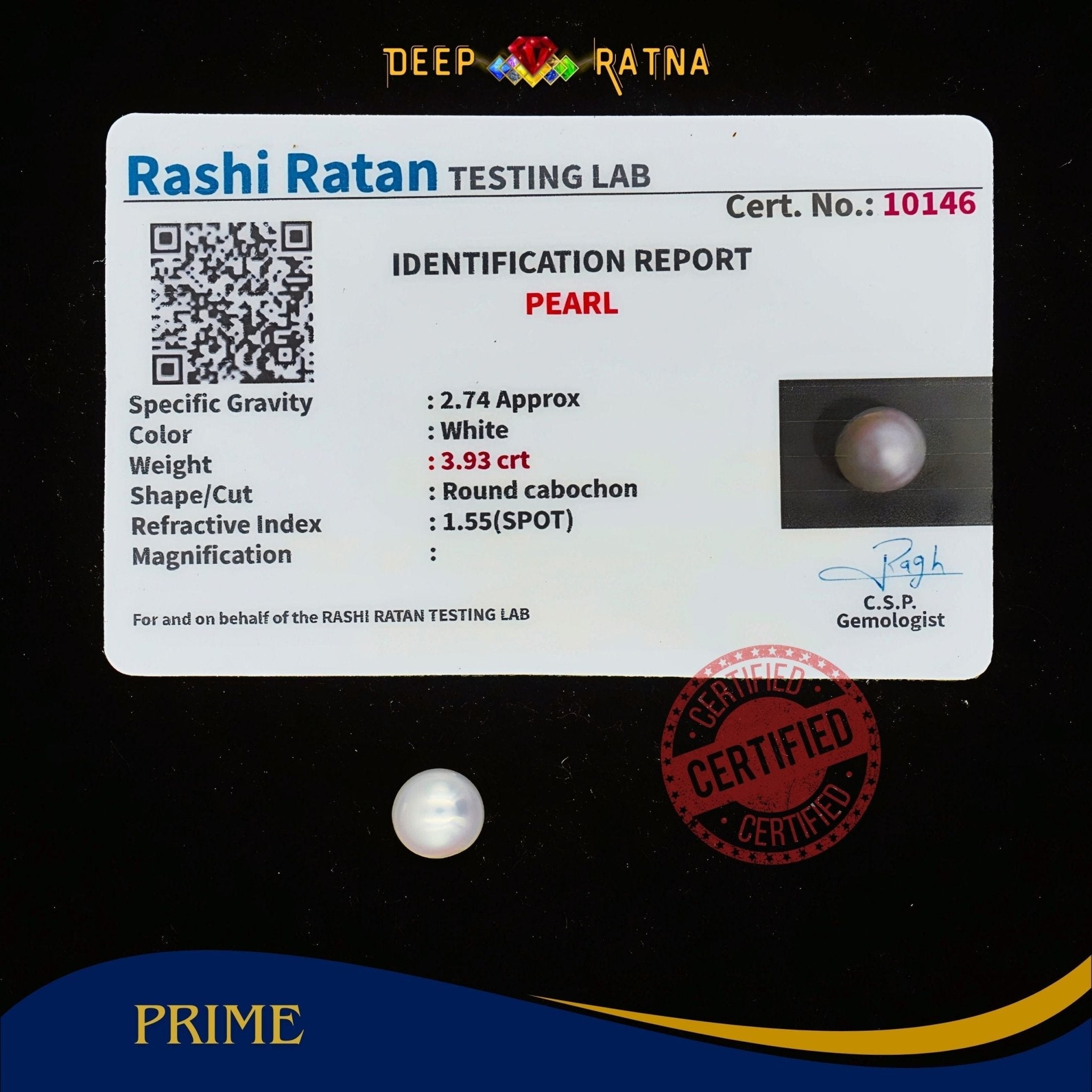 Pearl 3.93 Carat (Fresh water) - Deep Ratna
