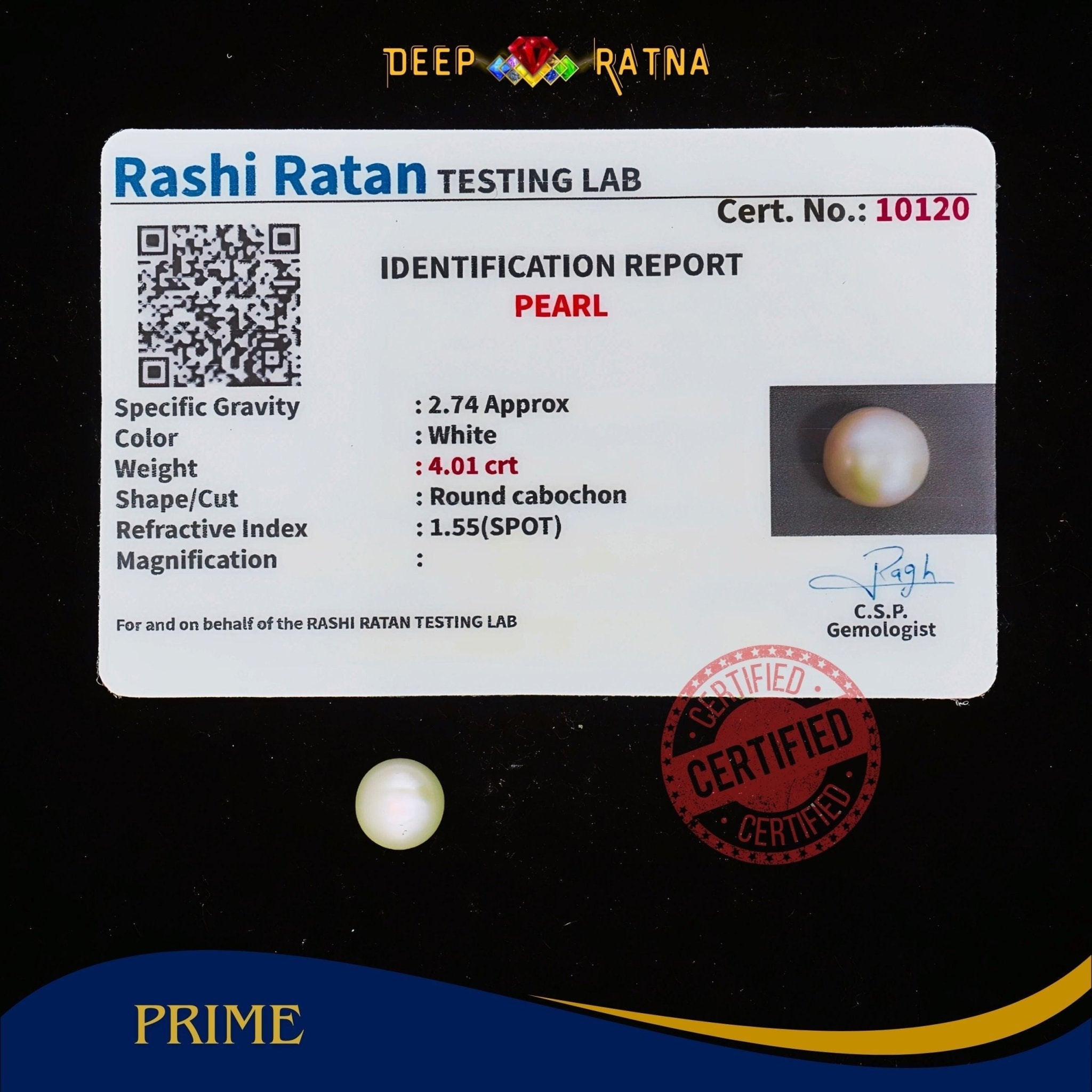 Pearl 4.01 Carat (Fresh water) - Deep Ratna