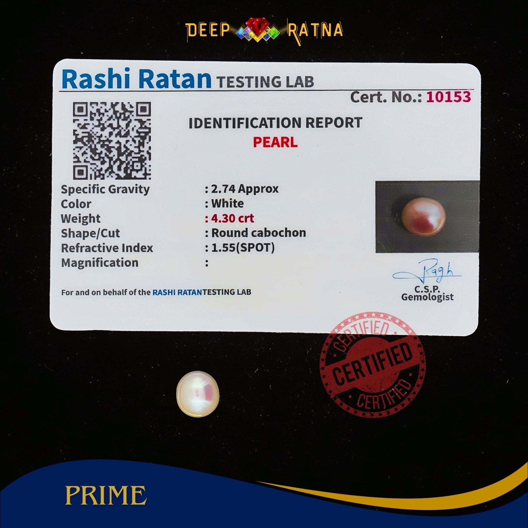 Pearl 4.30 Carat (Fresh water) - Deep Ratna