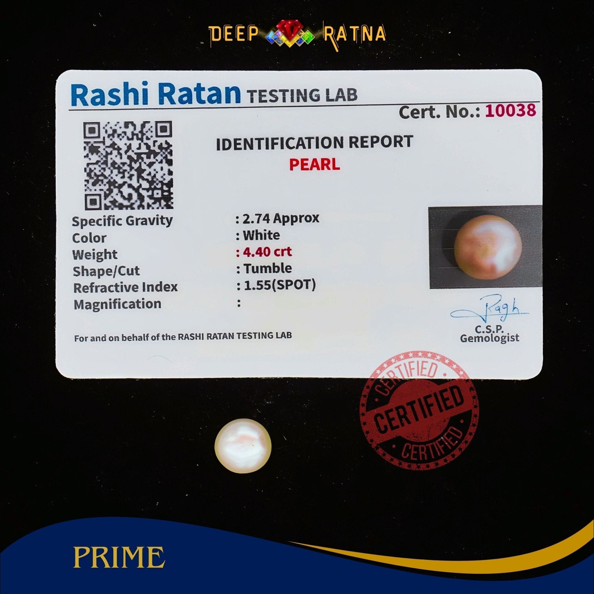 Pearl 4.40 Carat (Fresh water) - Deep Ratna