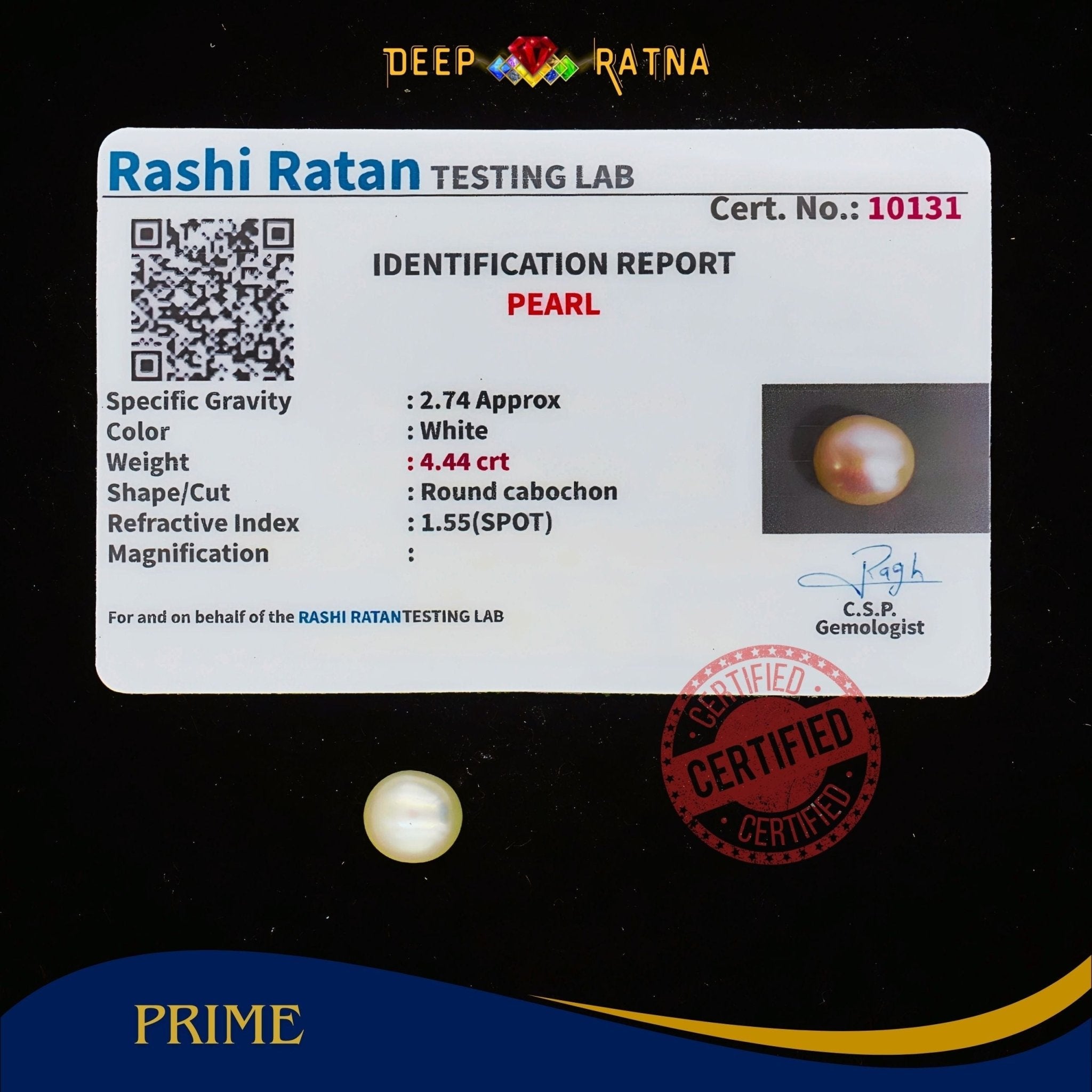 Pearl 4.44 Carat (Fresh water) - Deep Ratna