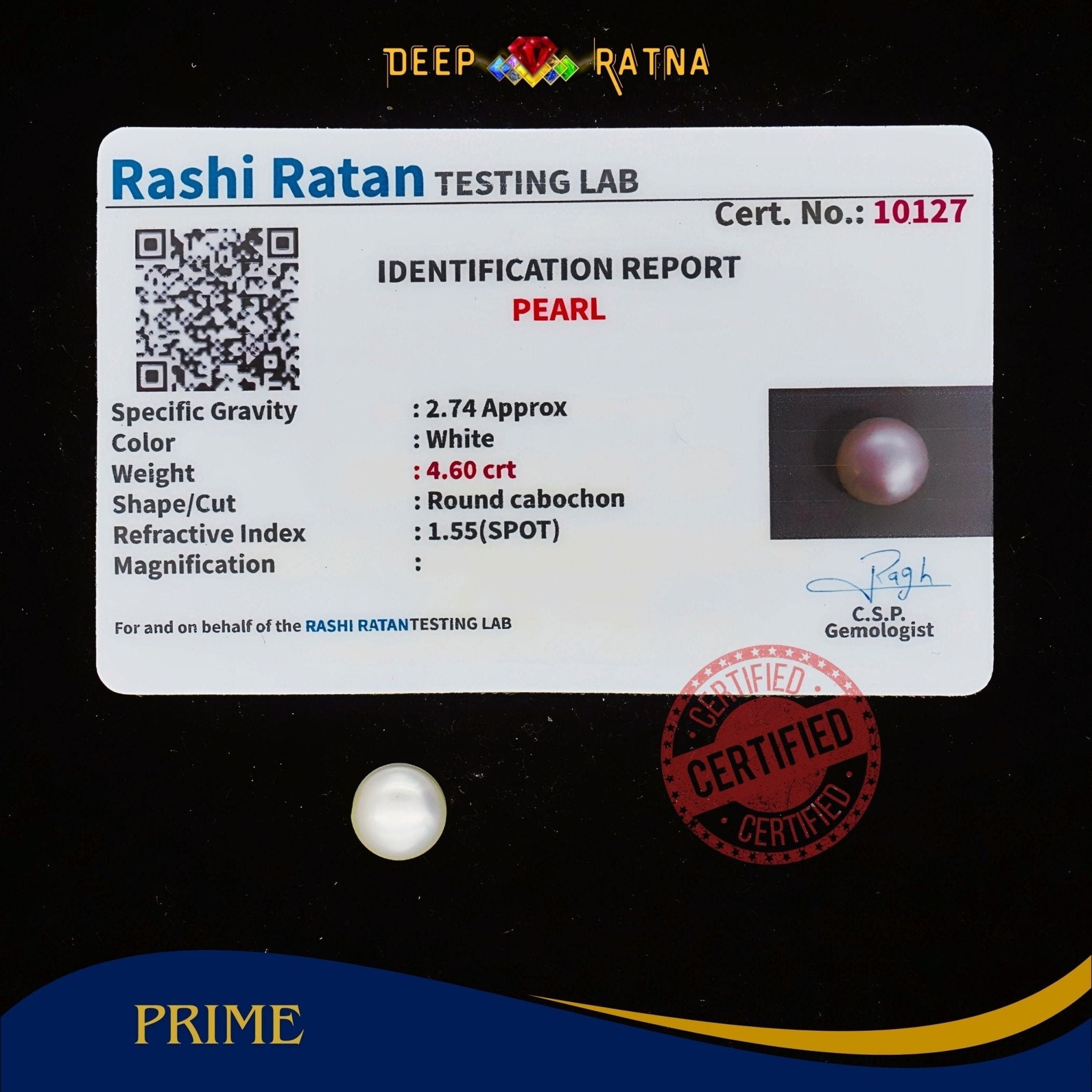 Pearl 4.60 Carat (Fresh water) - Deep Ratna