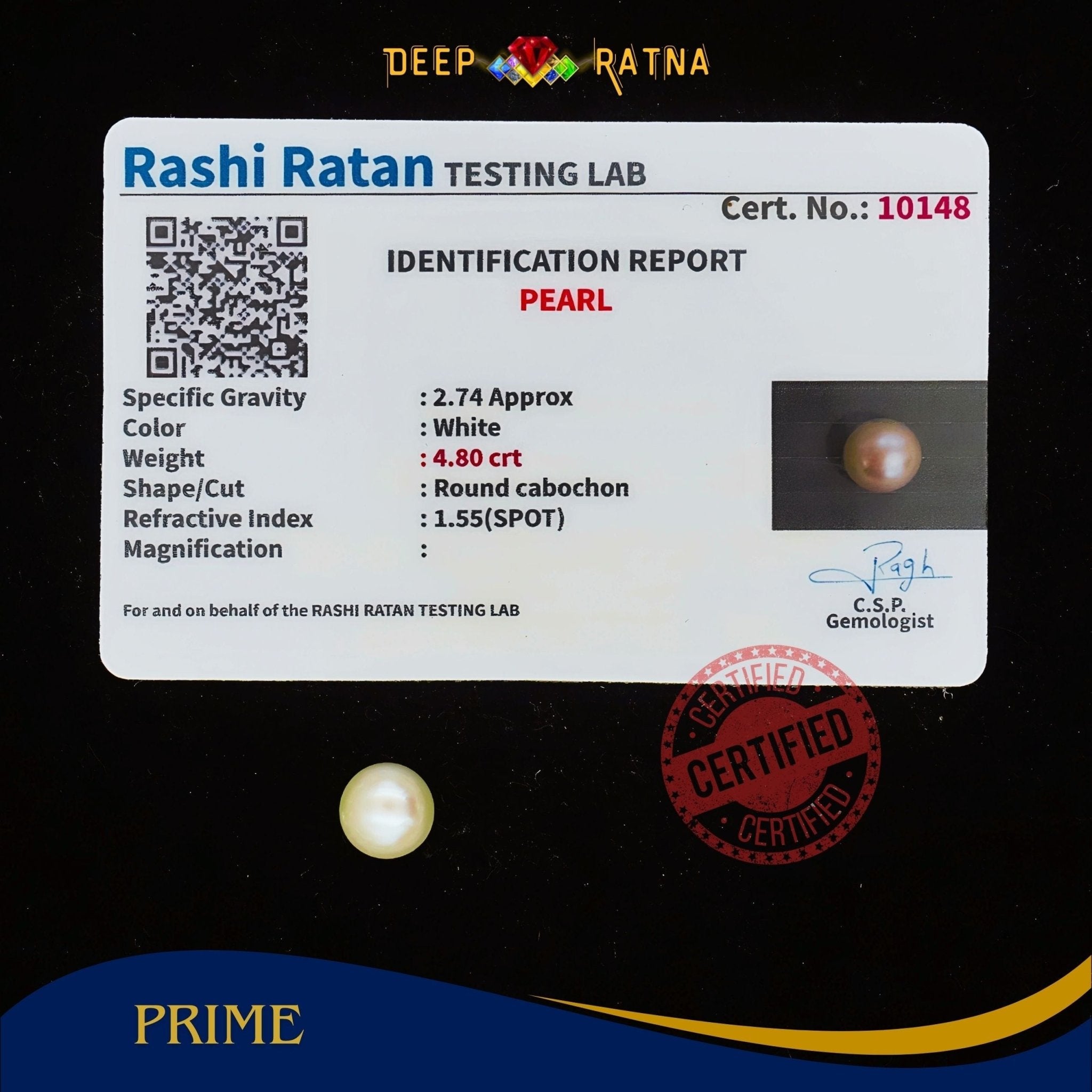 Pearl 4.80 Carat (Fresh water) - Deep Ratna