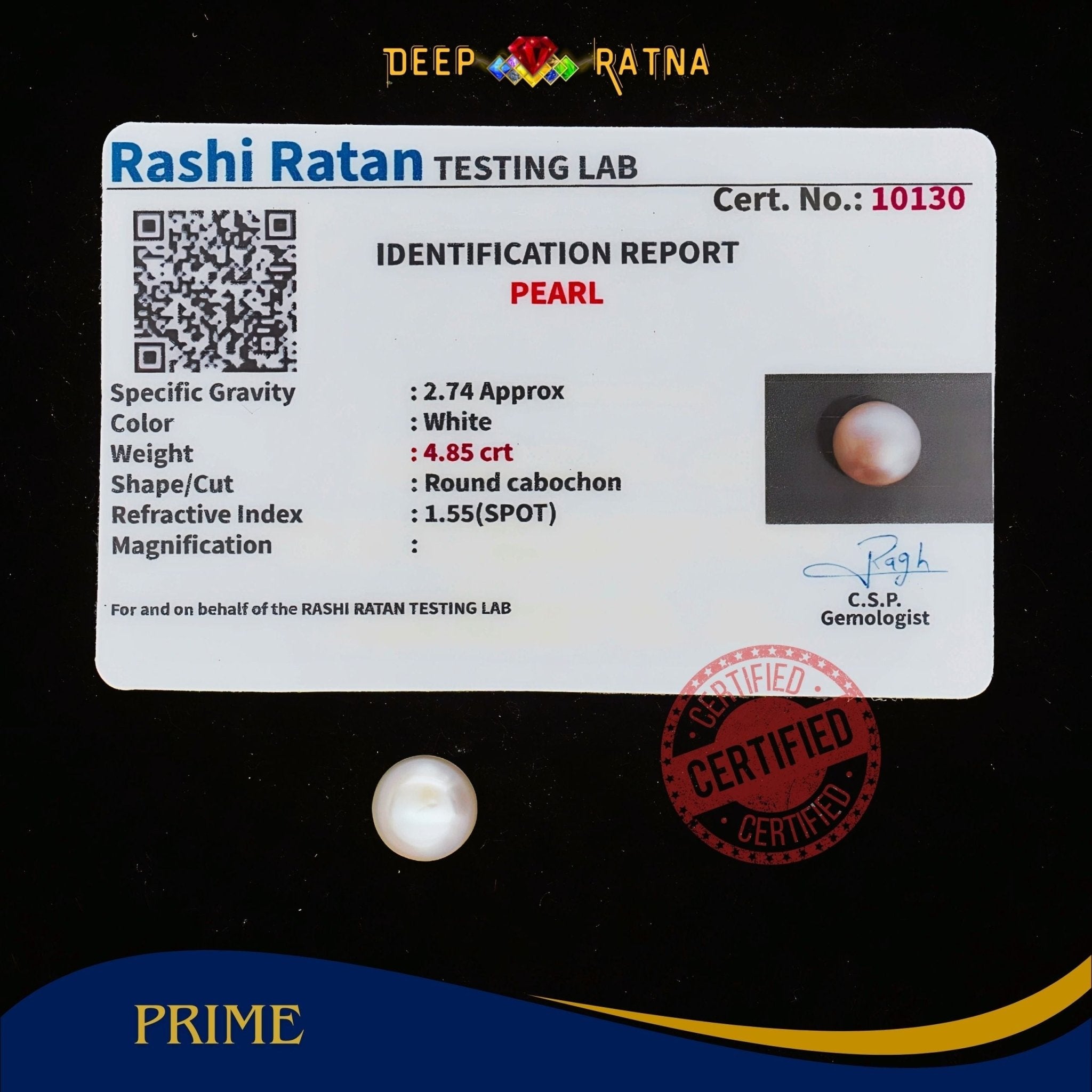 Pearl 4.85 Carat (Fresh water) - Deep Ratna