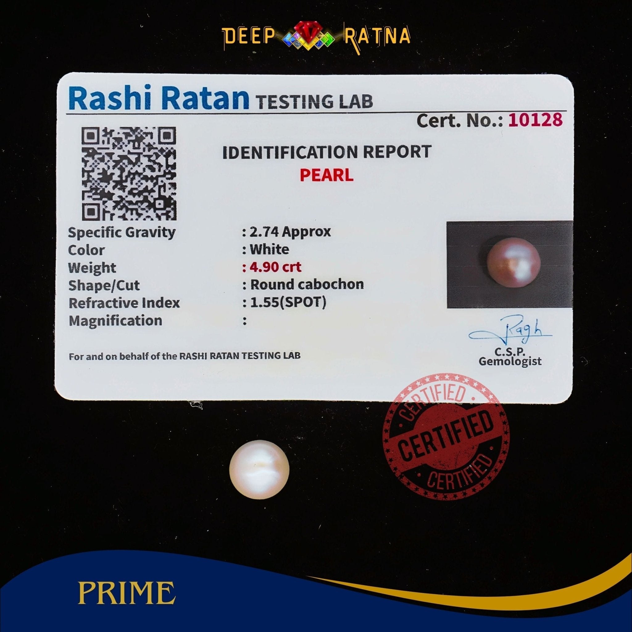 Pearl 4.90 Carat (Fresh water) - Deep Ratna