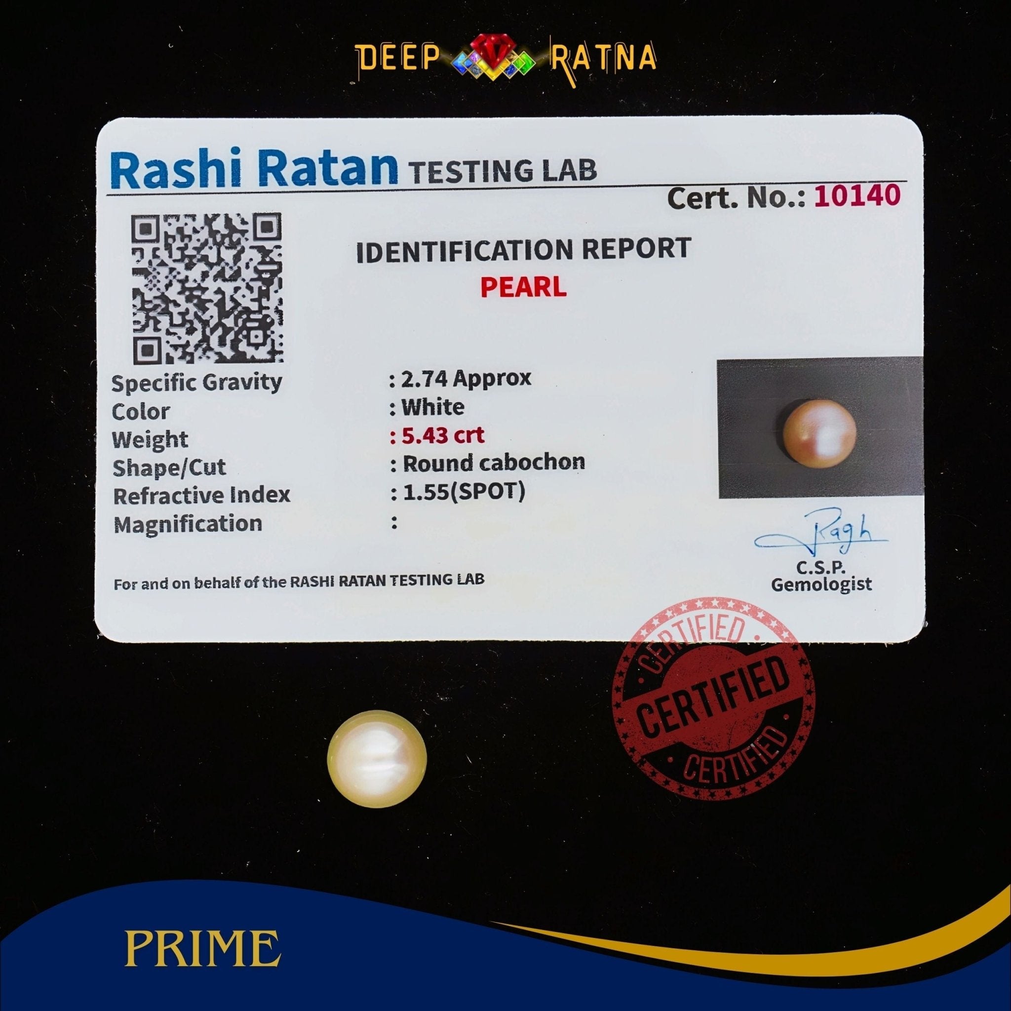 Pearl 5.43 Carat (Fresh water) - Deep Ratna