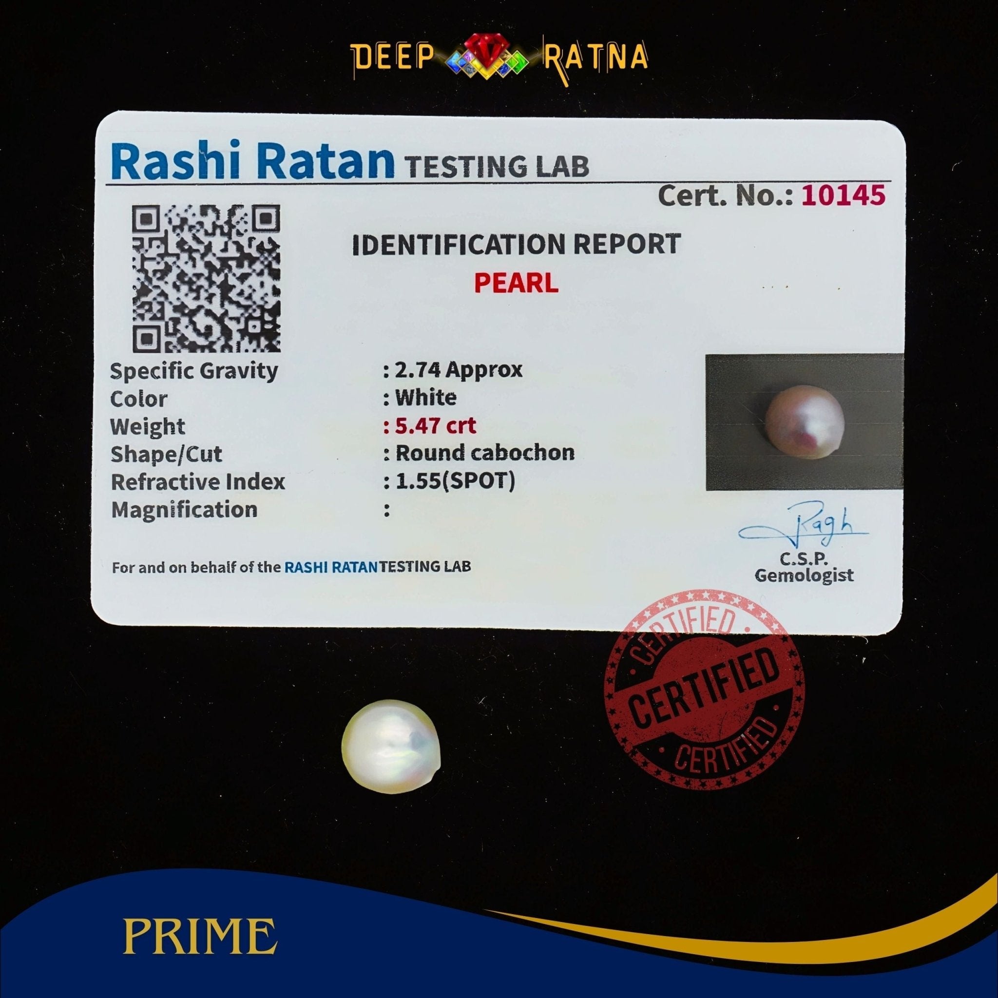 Pearl 5.47 Carat (Fresh water) - Deep Ratna
