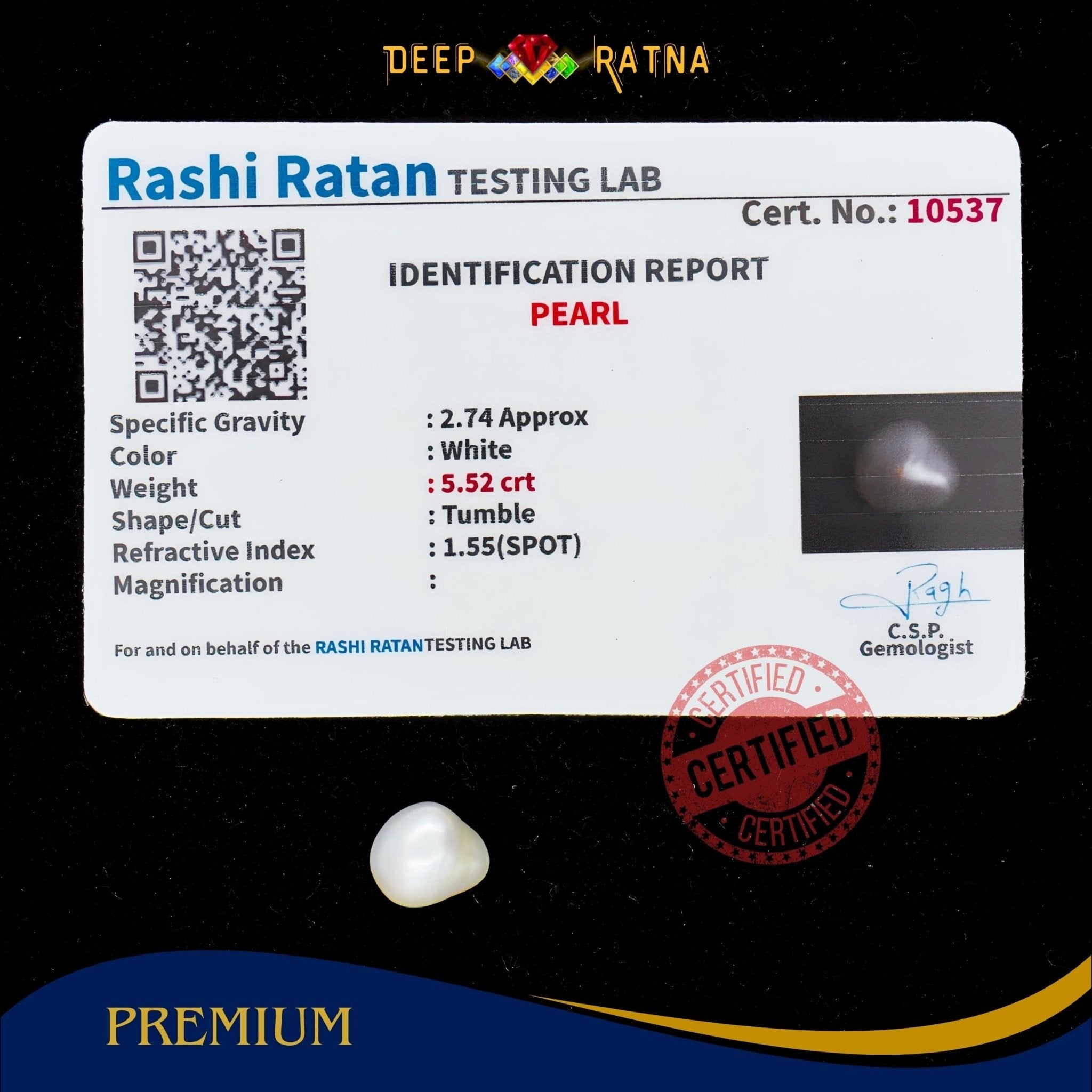 Pearl 5.52 Carat (Keshi) - Deep Ratna
