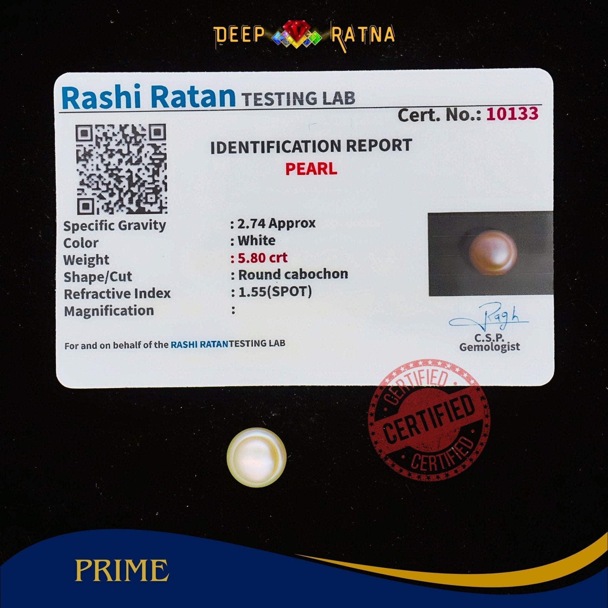 Pearl 5.80 Carat (Fresh water) - Deep Ratna