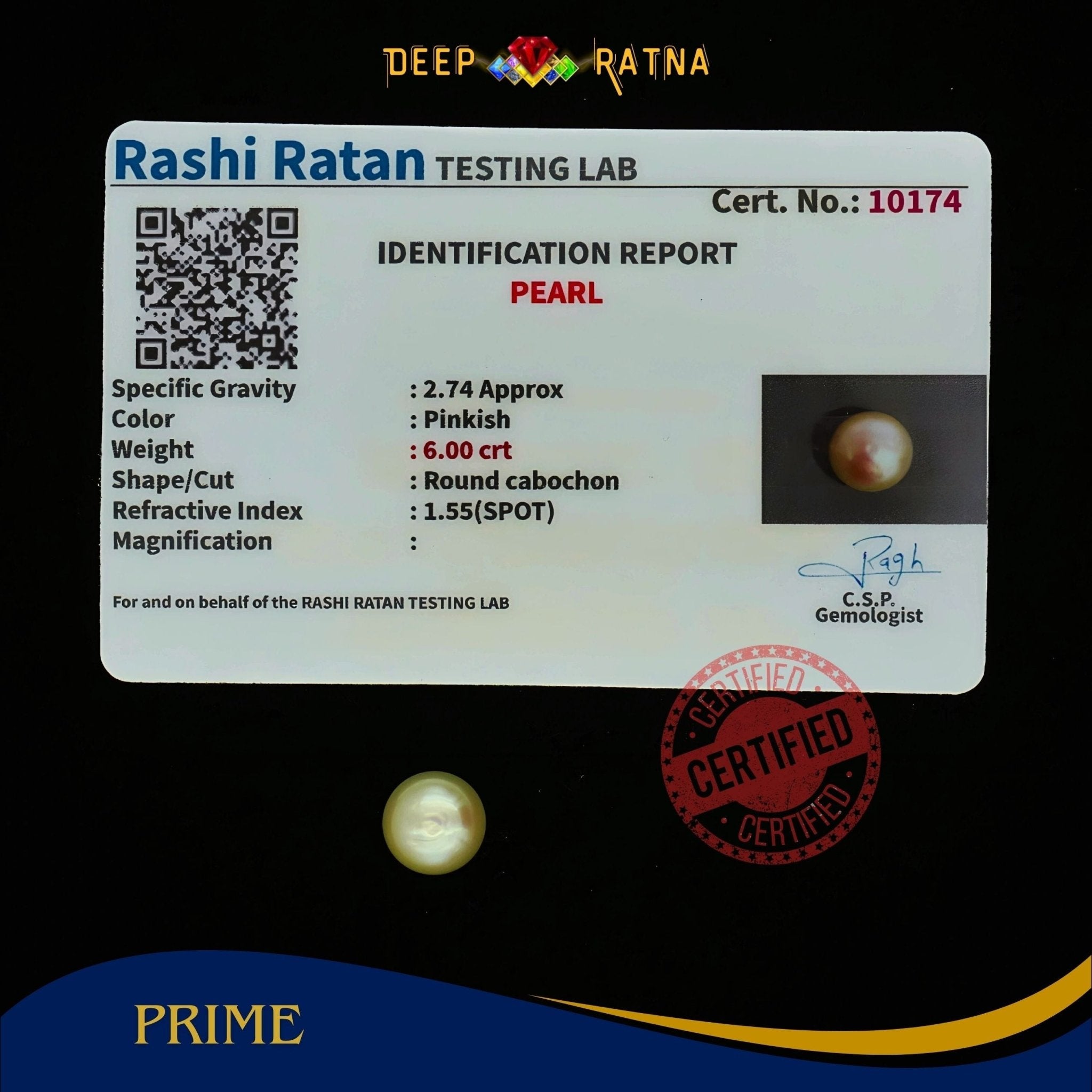 Pearl 6 Carat (Fresh water) - Deep Ratna