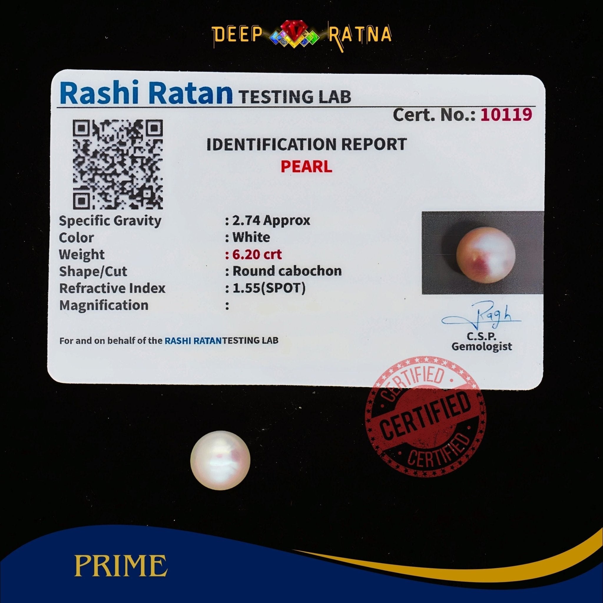 Pearl 6.20 Carat (Fresh water) - Deep Ratna