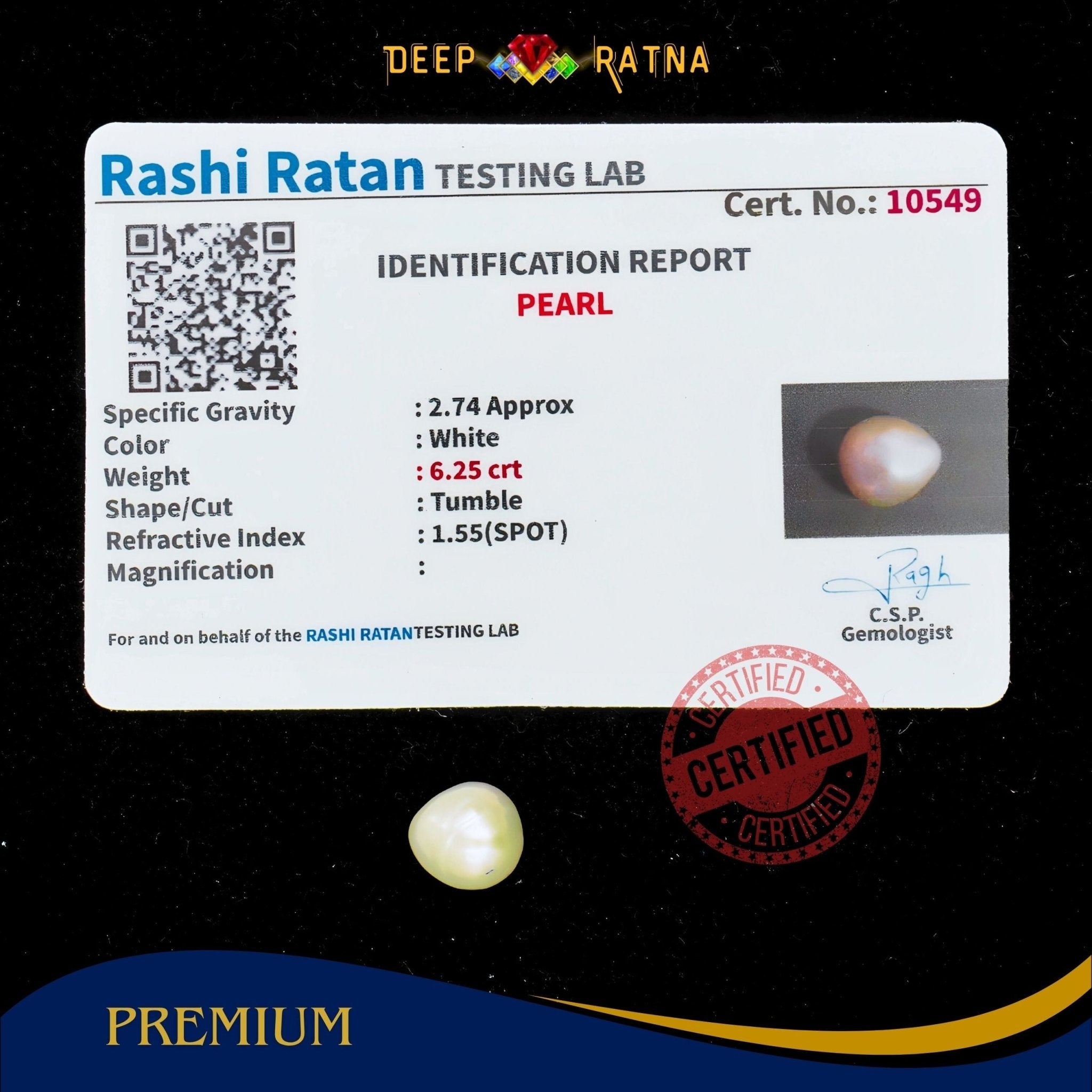 Pearl 6.25 Carat (Keshi) - Deep Ratna