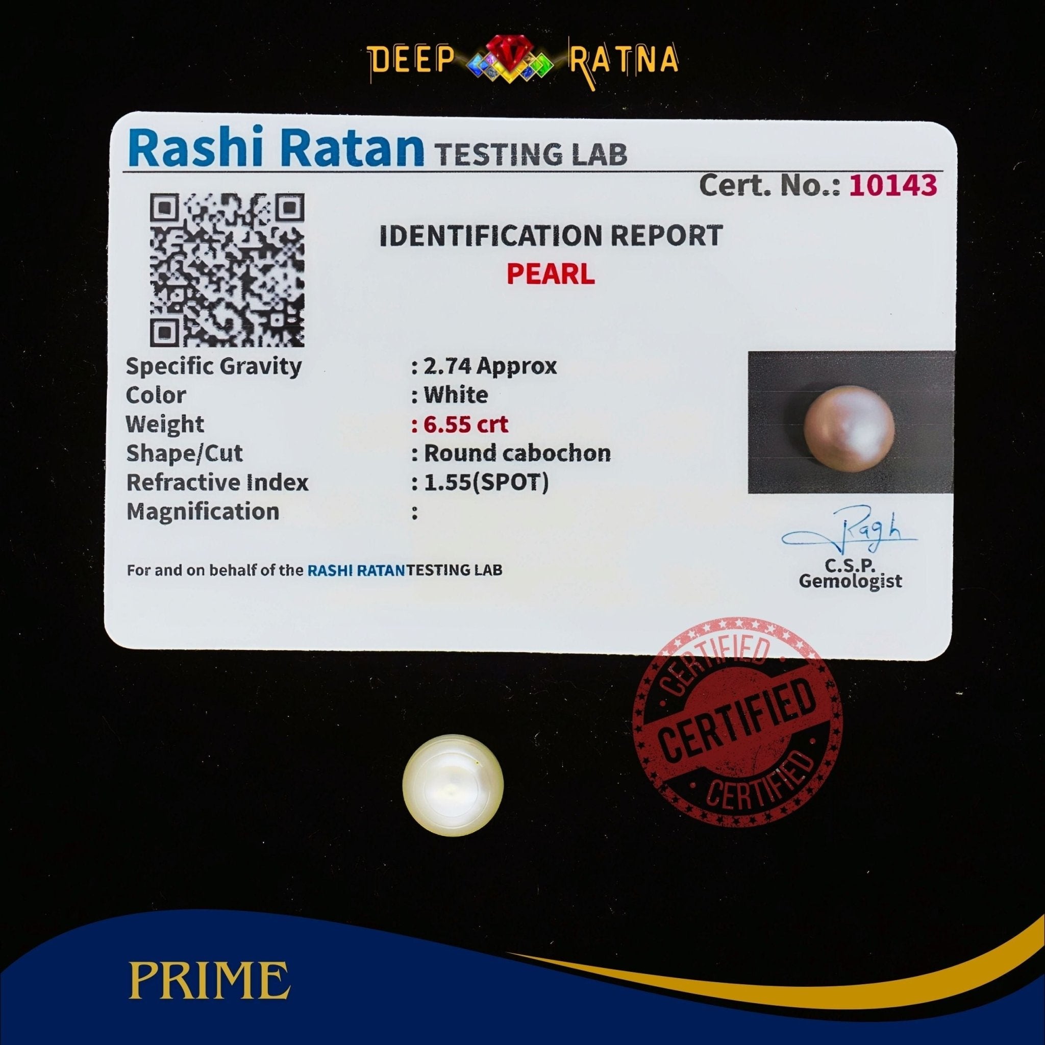 Pearl 6.55 Carat (Fresh water) - Deep Ratna